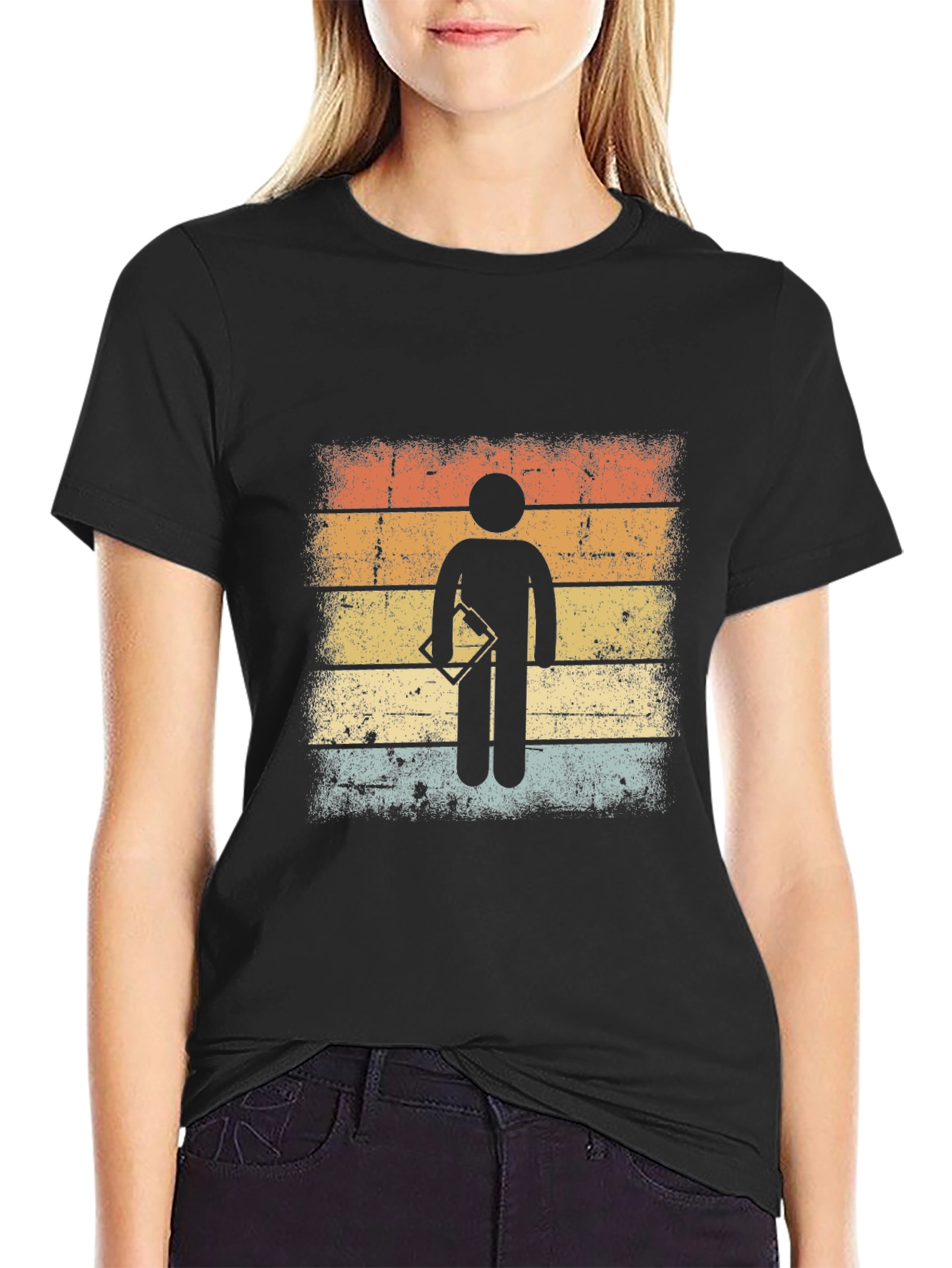 Retro Surveyor Stick Figure Graphic T-Shirt