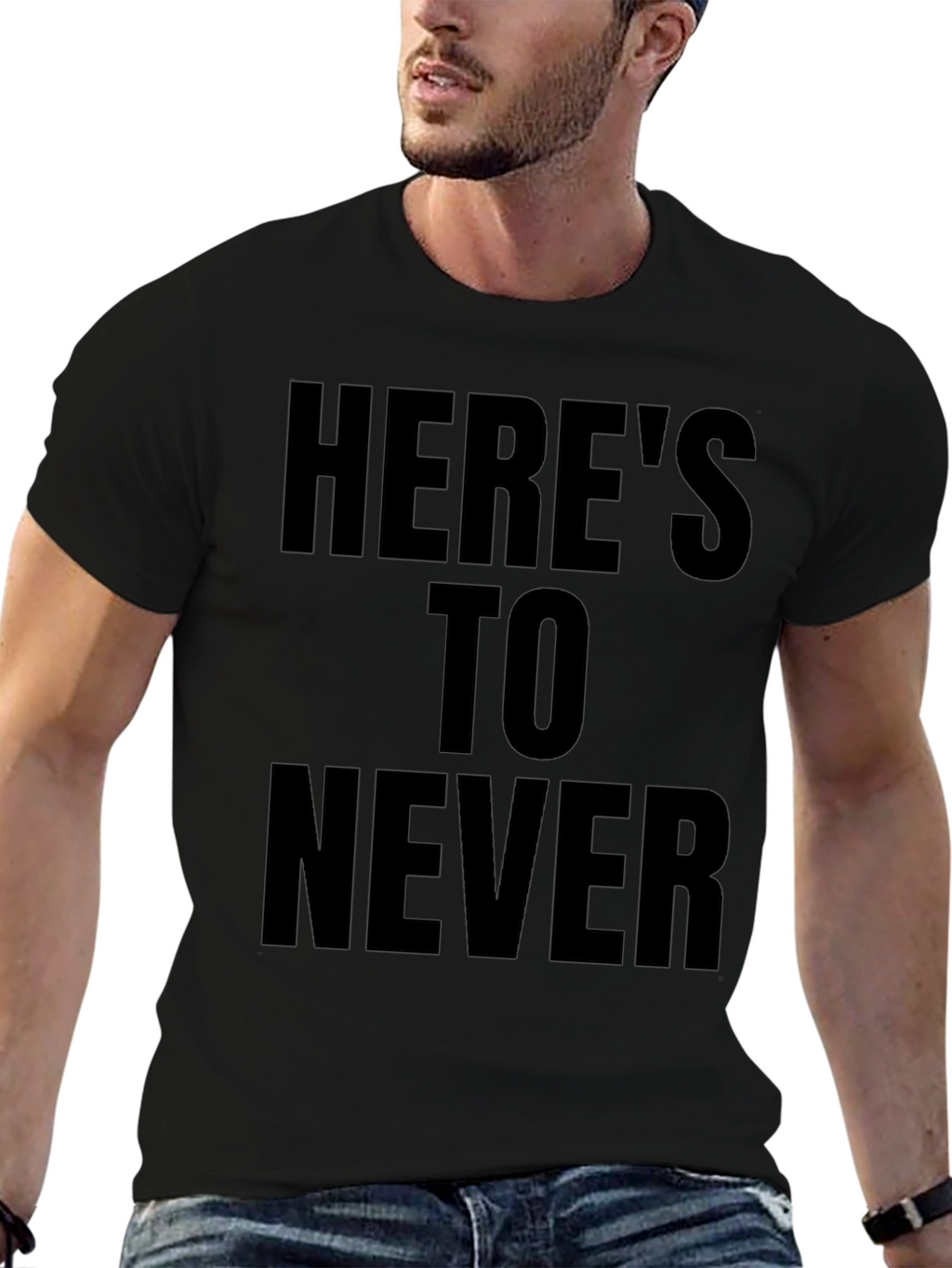 Heres To Never Black Graphic Tee