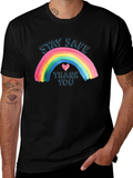 Stay Safe Rainbow Graphic T-Shirt