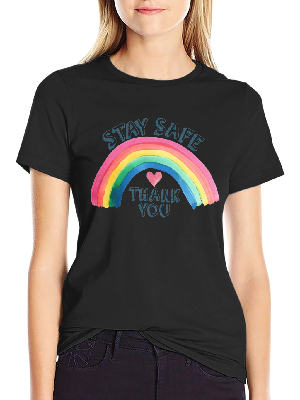 Stay Safe Rainbow Graphic T-Shirt