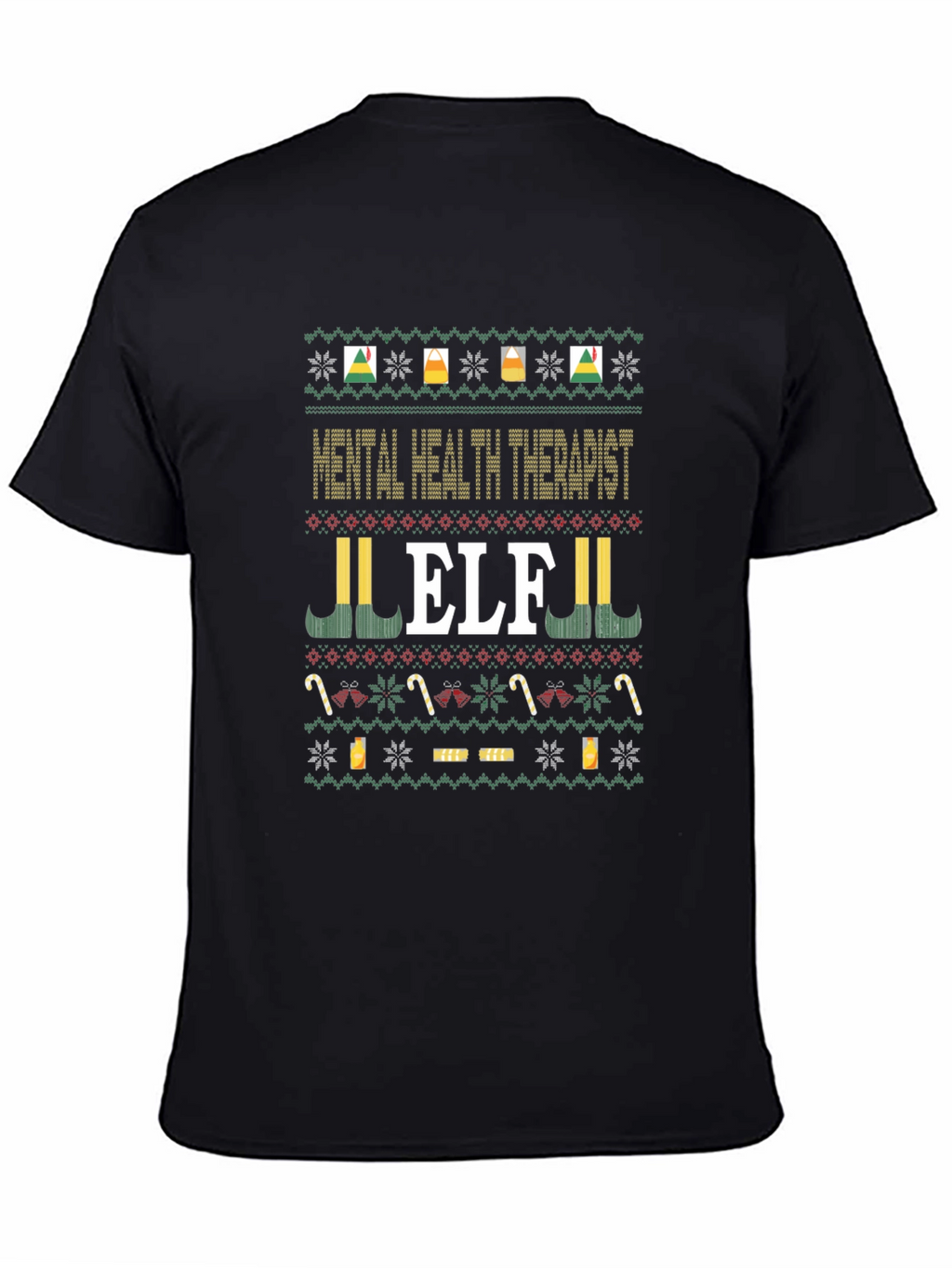 Mental Health Therapist Elf Ugly Christmas Sweater T-Shirt