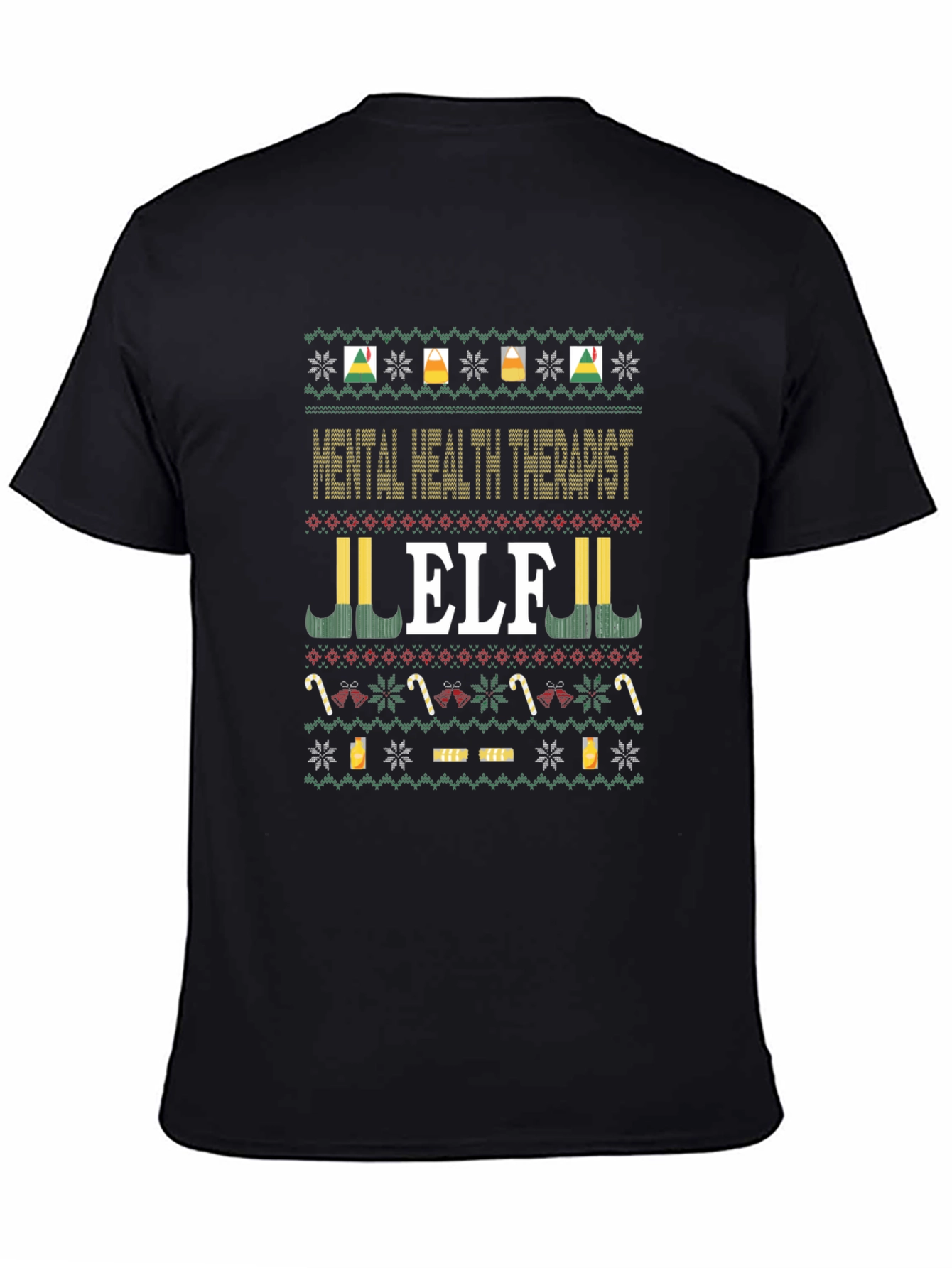 Mental Health Therapist Elf Ugly Christmas Sweater T-Shirt