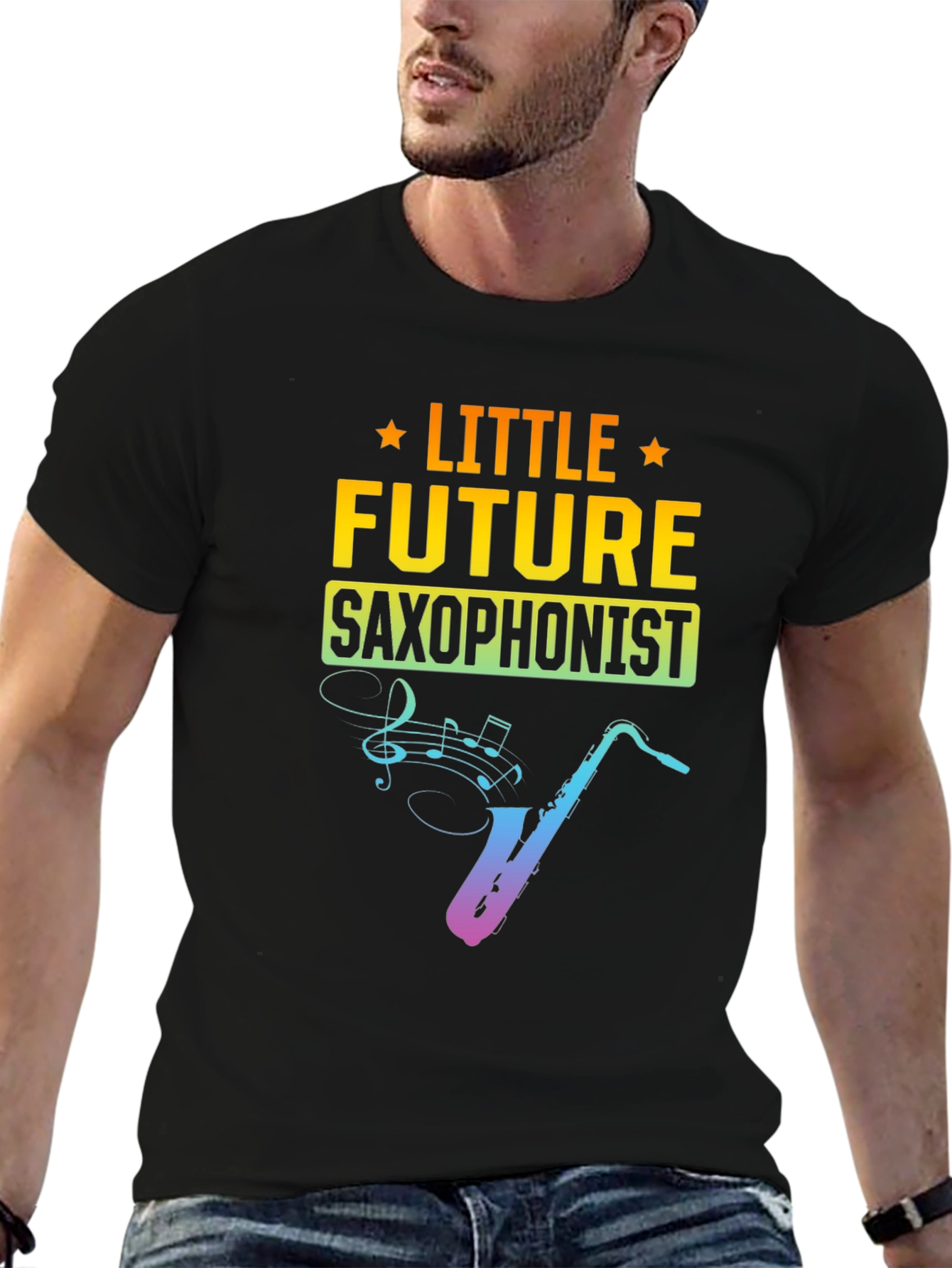 Little Future Saxophonist Black T-Shirt