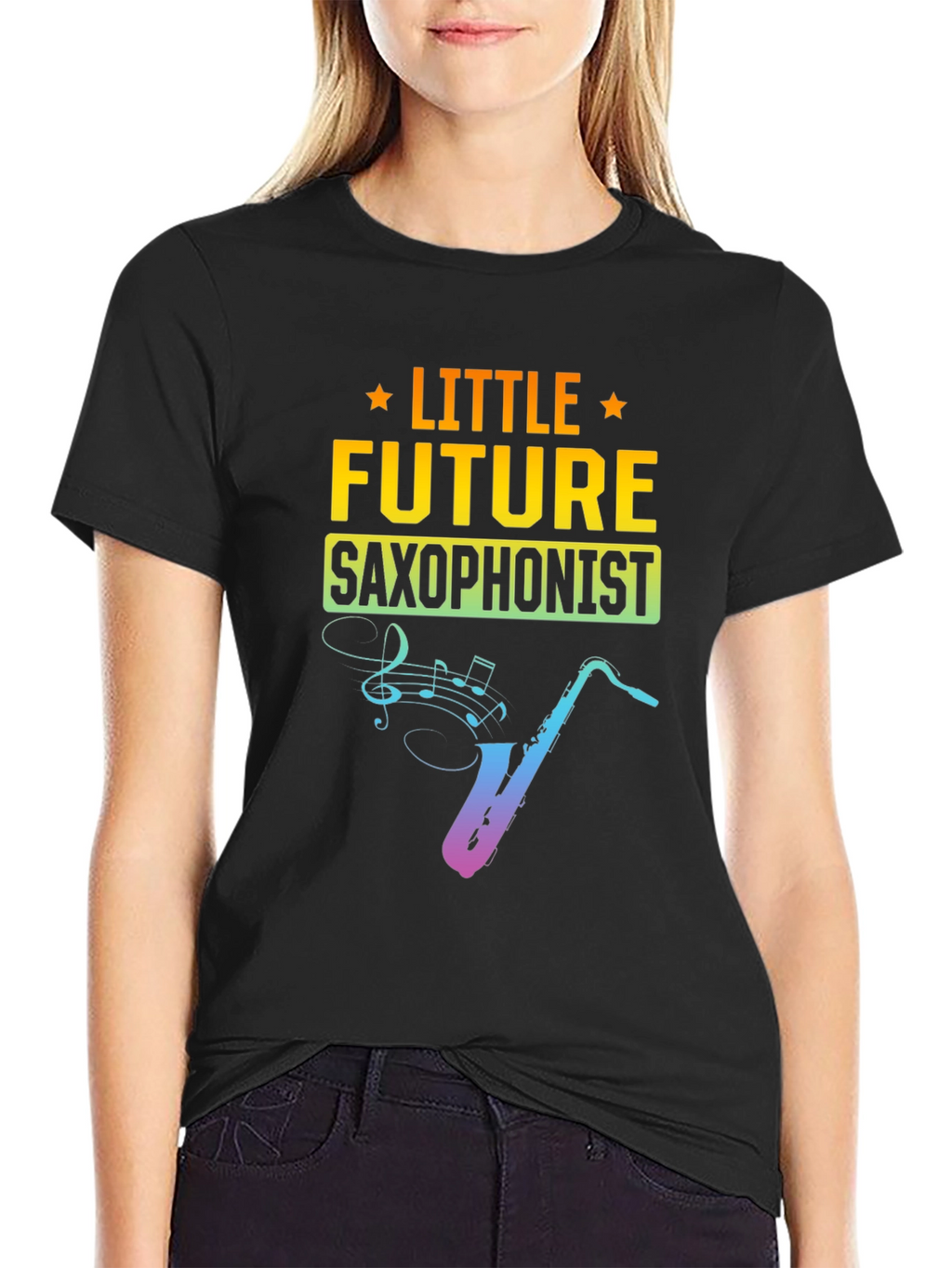 Little Future Saxophonist Black T-Shirt