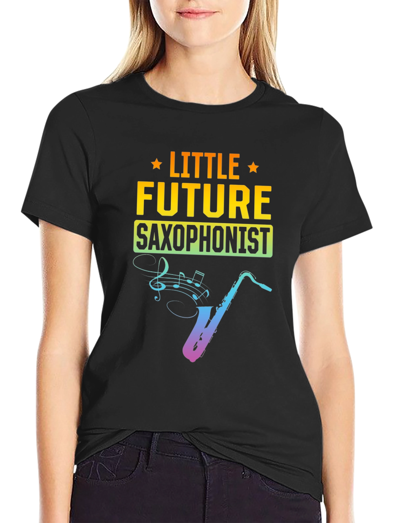 Little Future Saxophonist Black T-Shirt