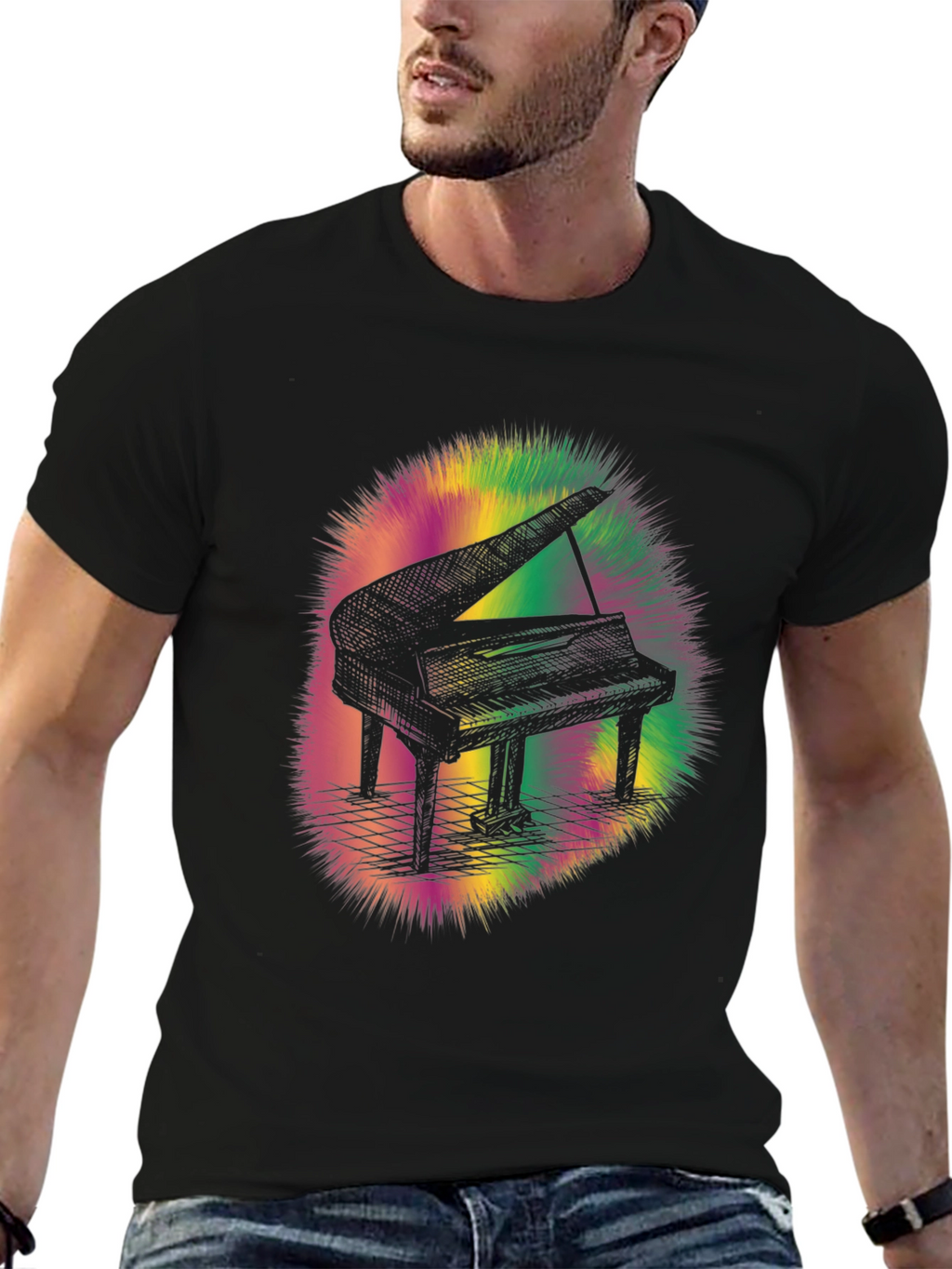 Grand Piano Graphic Tee - Music Lovers T-Shirt