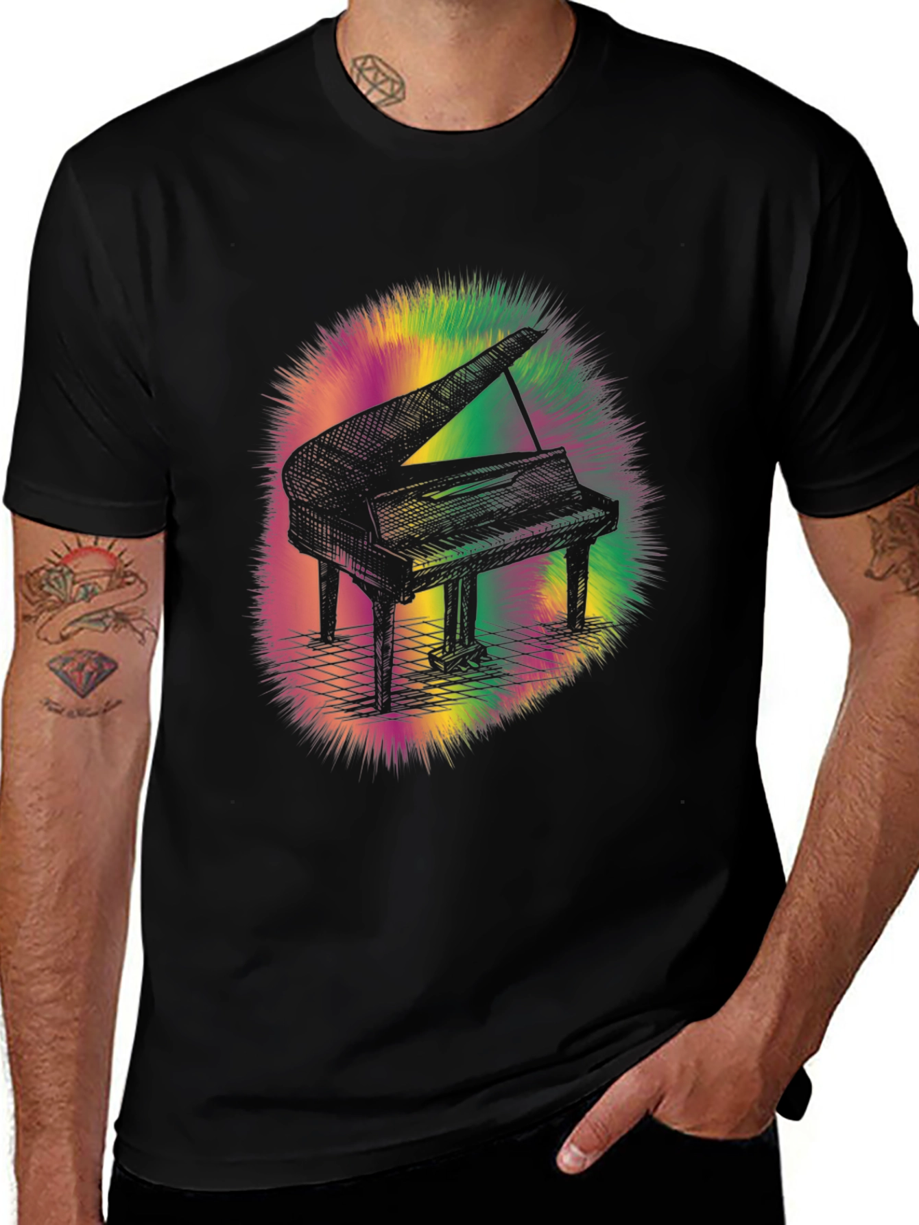 Grand Piano Graphic Tee - Music Lovers T-Shirt