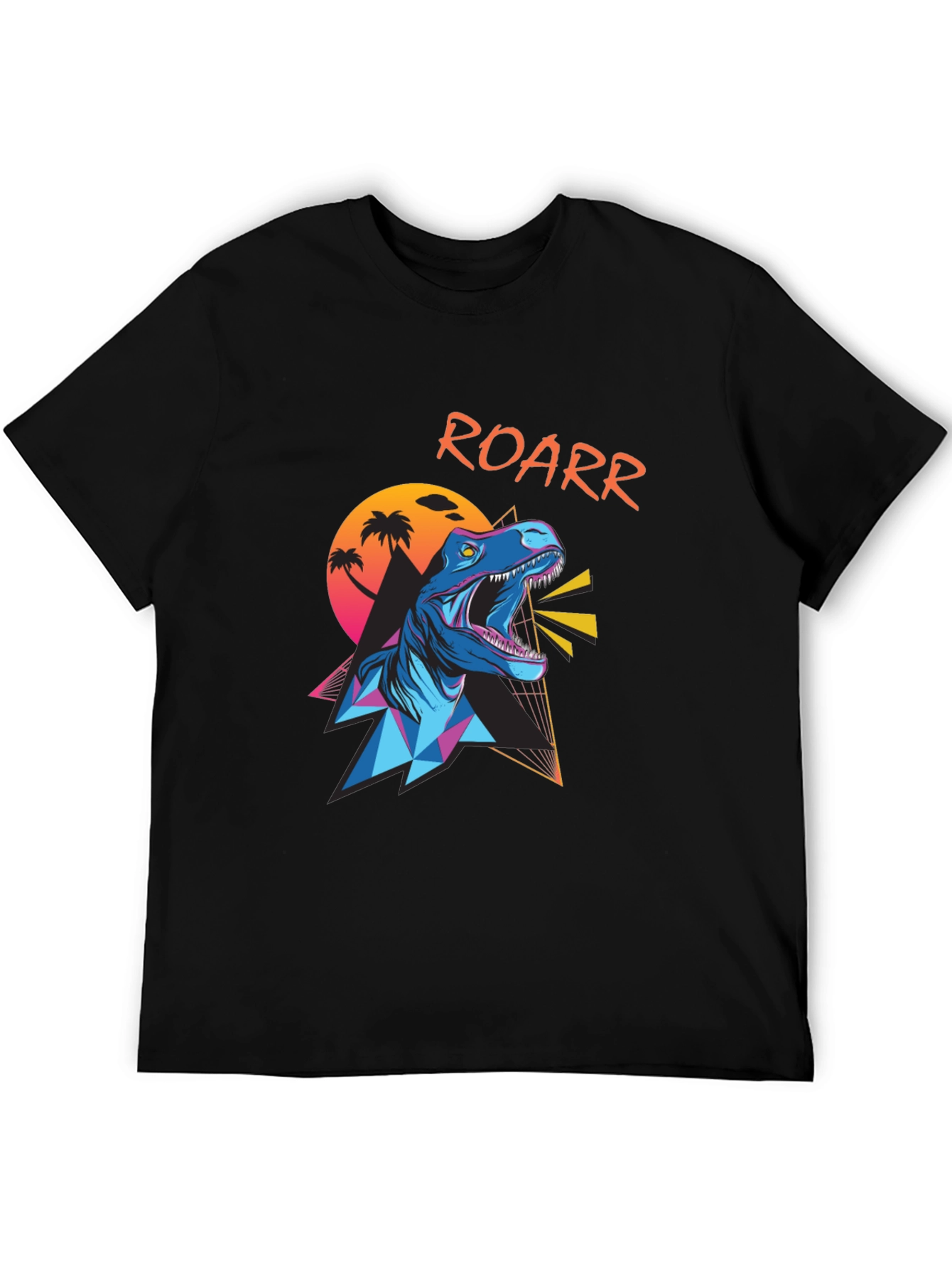 Retro Dinosaur Roar T-Shirt - Black
