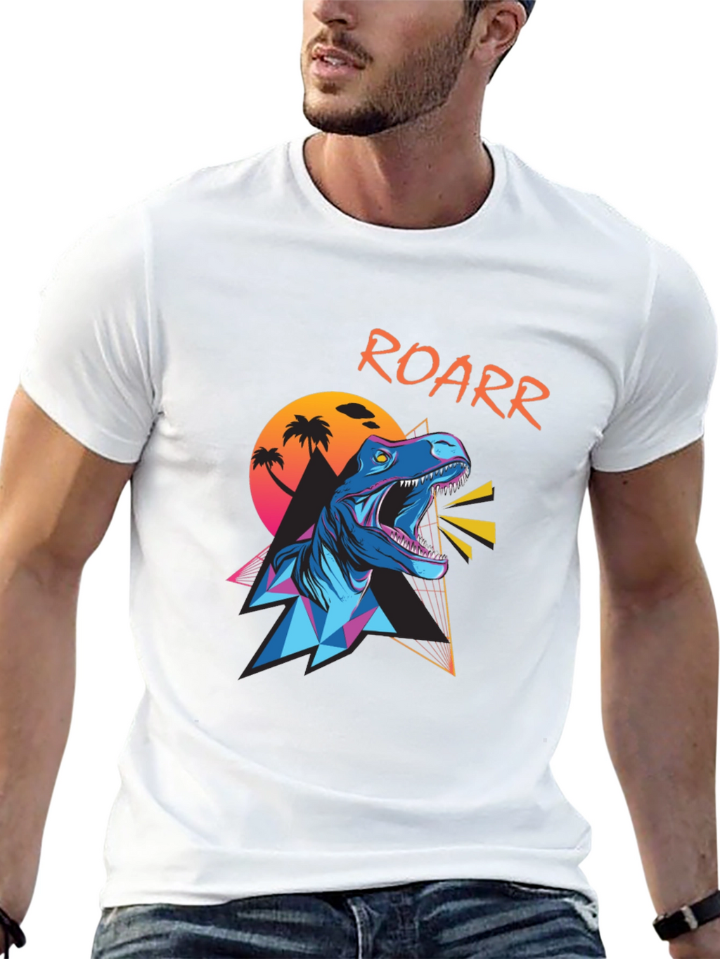 Retro Dinosaur Roar T-Shirt - Black