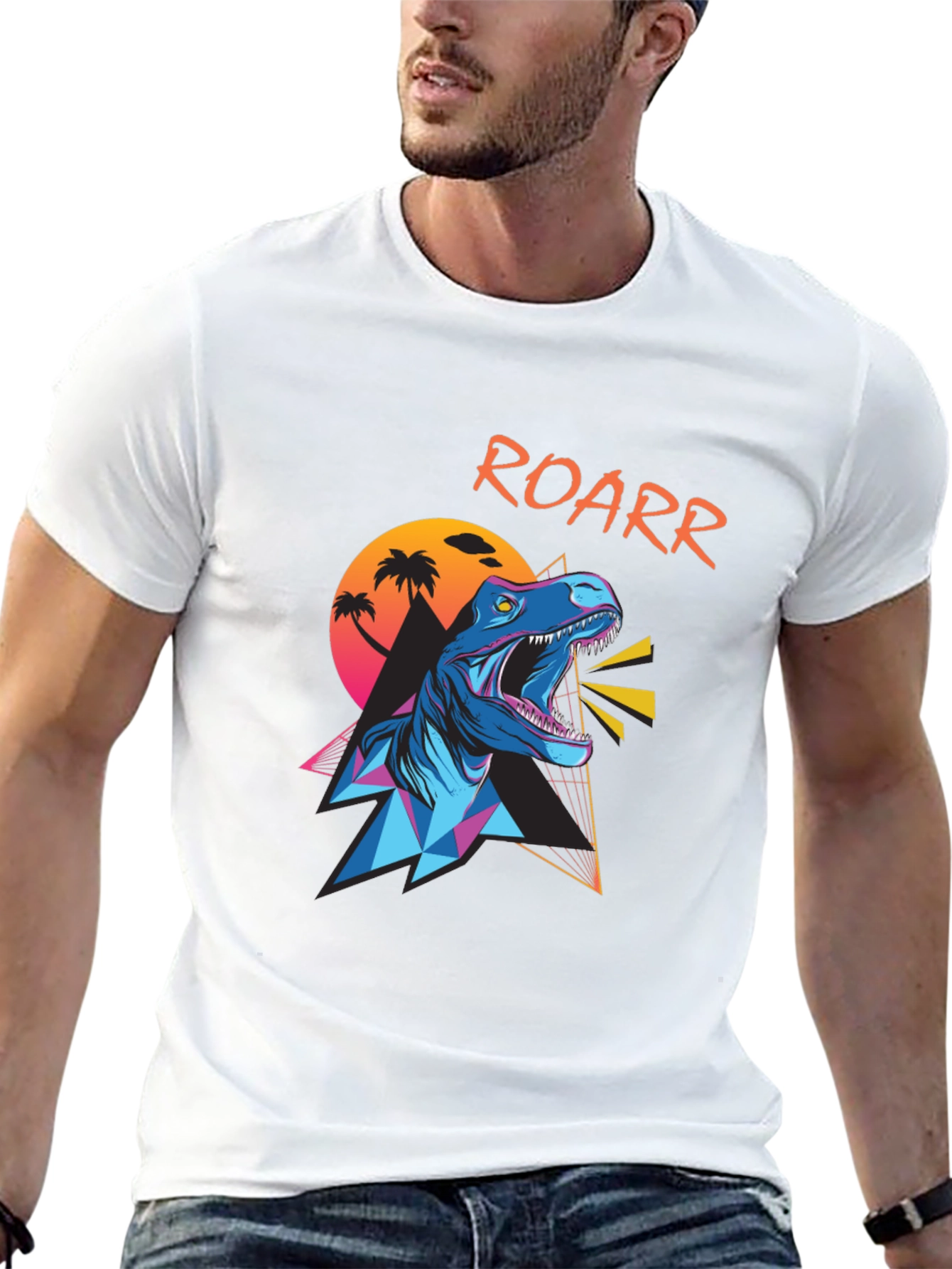 Retro Dinosaur Roar T-Shirt - Black