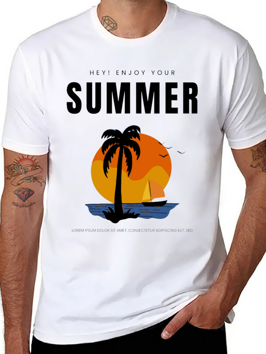 Summer Enjoy T-Shirt - Palm Tree Sunset Vacation Tee