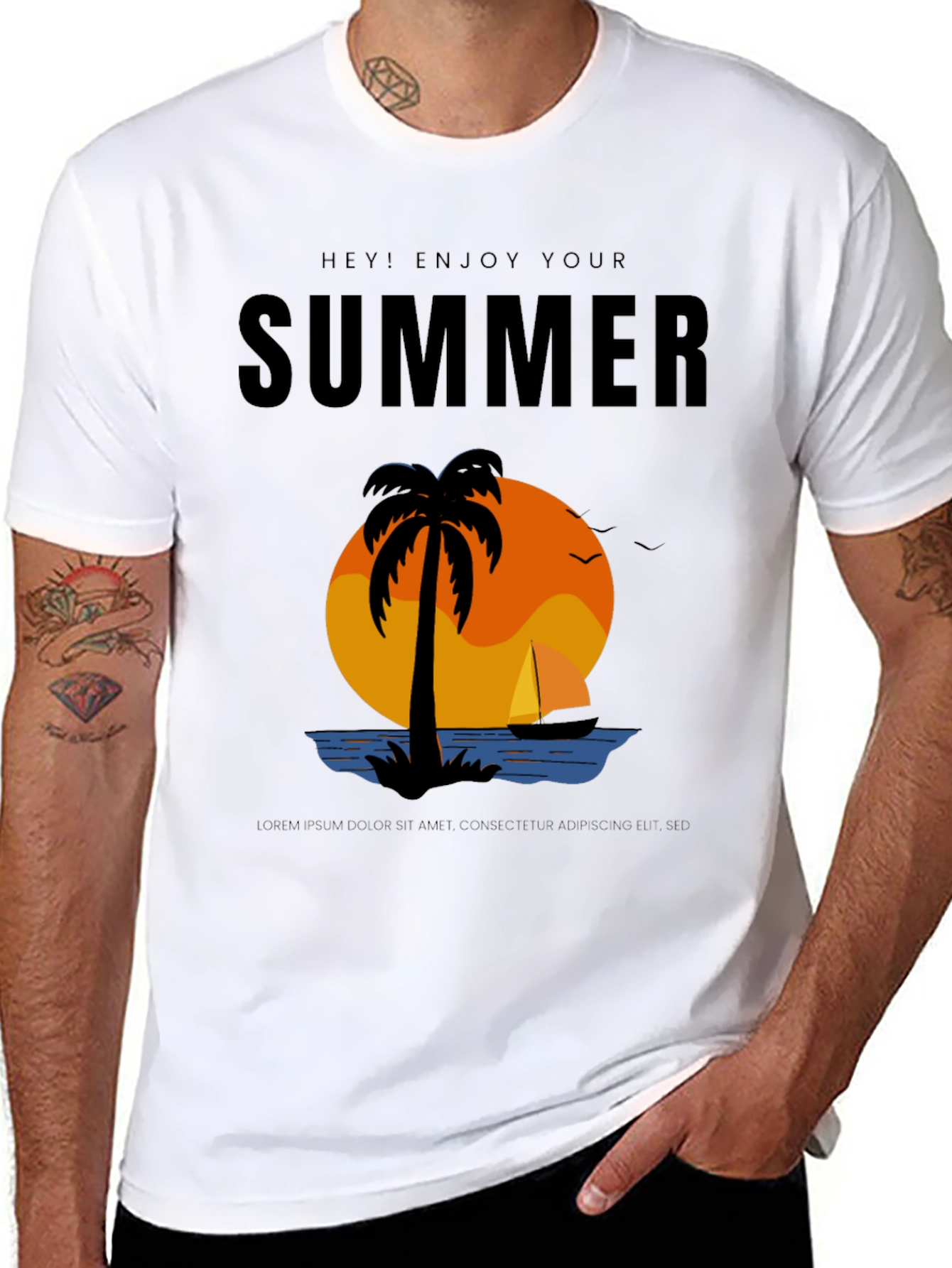 Summer Enjoy T-Shirt - Palm Tree Sunset Vacation Tee
