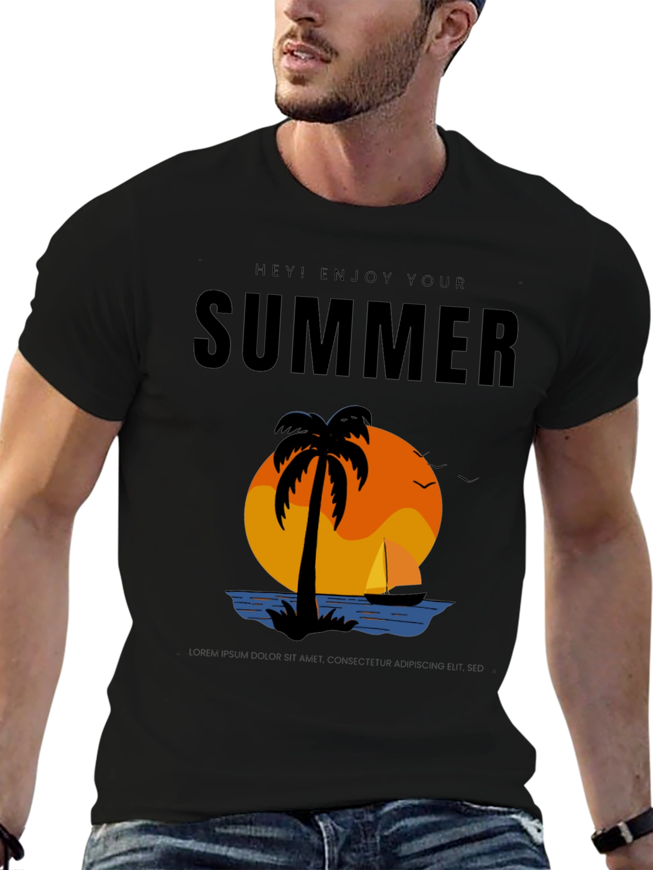 Summer Enjoy T-Shirt - Palm Tree Sunset Vacation Tee