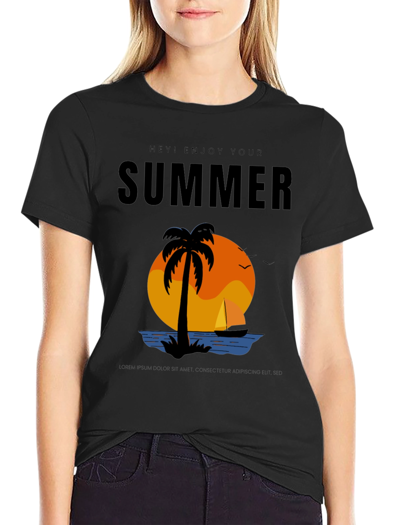 Summer Enjoy T-Shirt - Palm Tree Sunset Vacation Tee