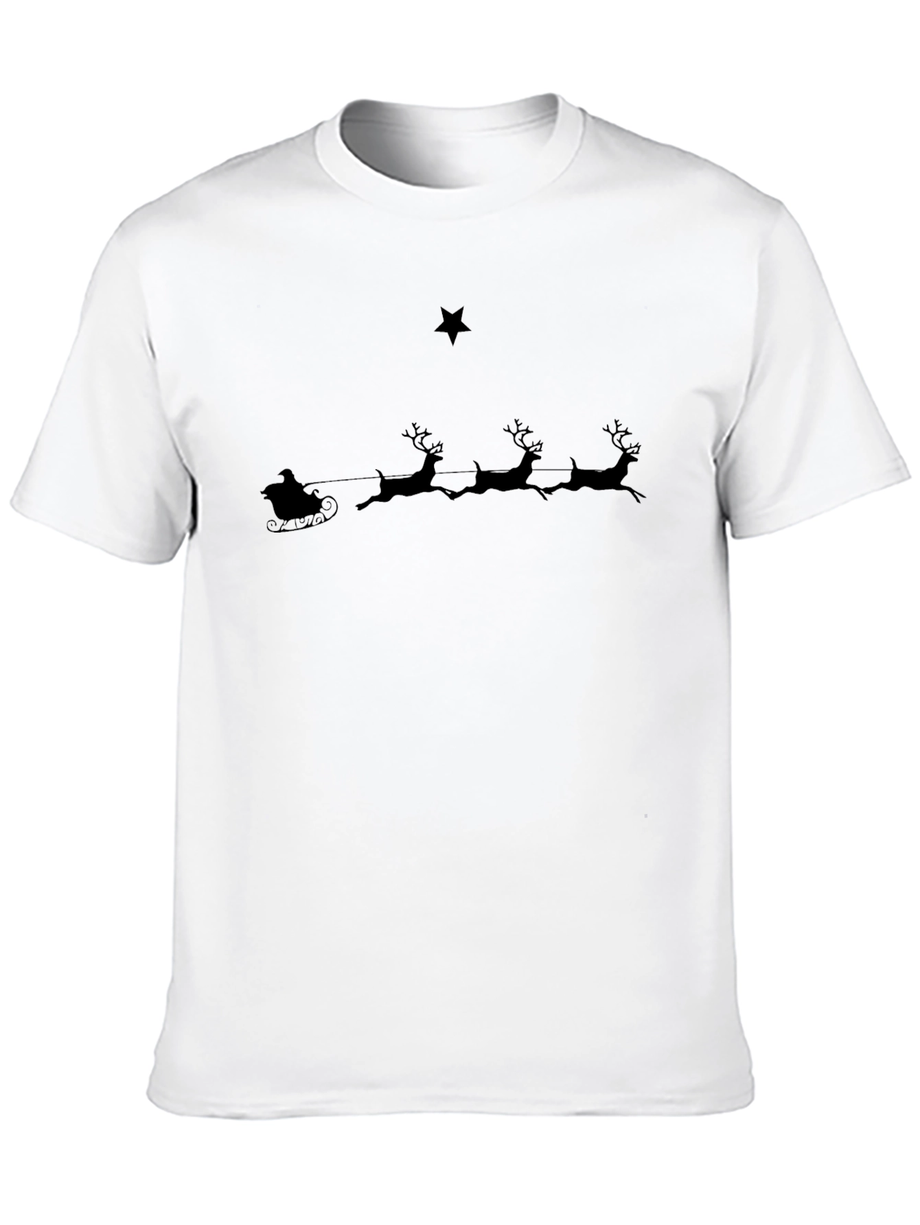 Santas Sleigh Silhouette Crew Neck T-Shirt