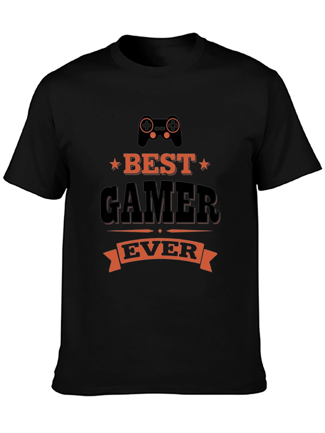 Best Gamer Ever Graphic Tee - Black Cotton T-Shirt