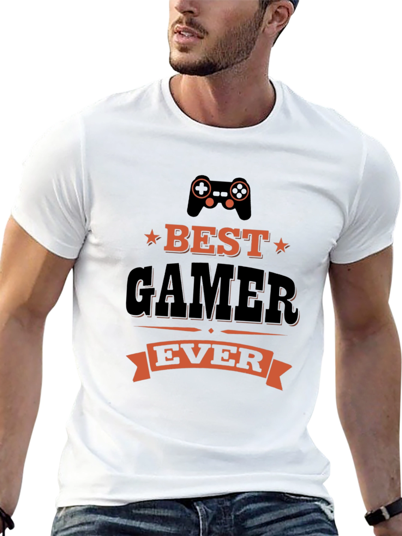 Best Gamer Ever Graphic Tee - Black Cotton T-Shirt