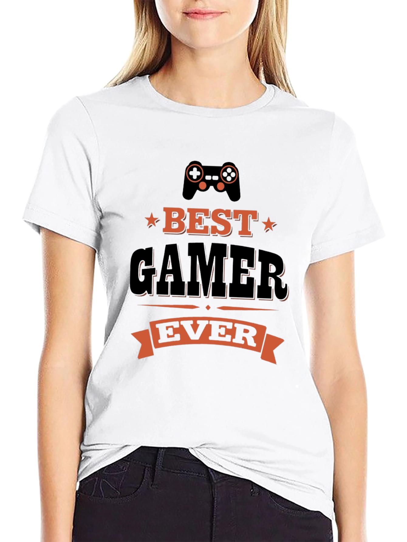 Best Gamer Ever Graphic Tee - Black Cotton T-Shirt