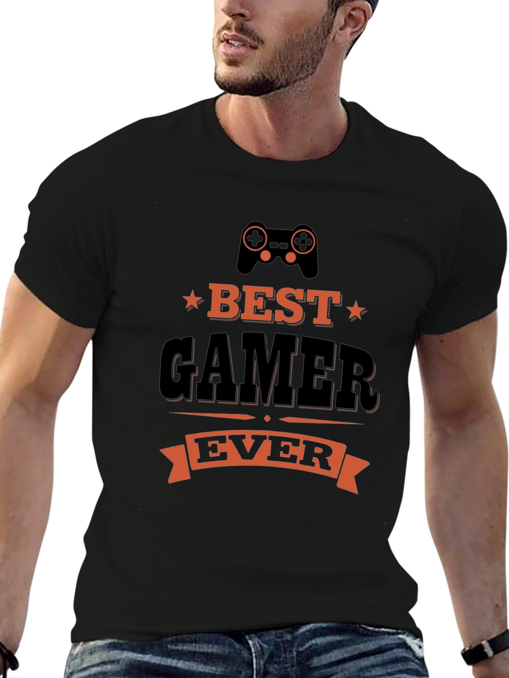 Best Gamer Ever Graphic Tee - Black Cotton T-Shirt