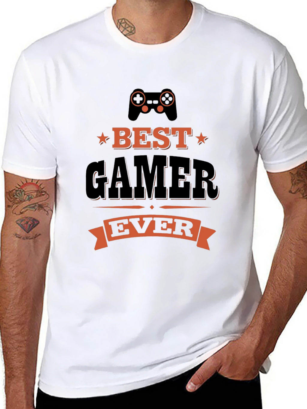 Best Gamer Ever Graphic Tee - Black Cotton T-Shirt