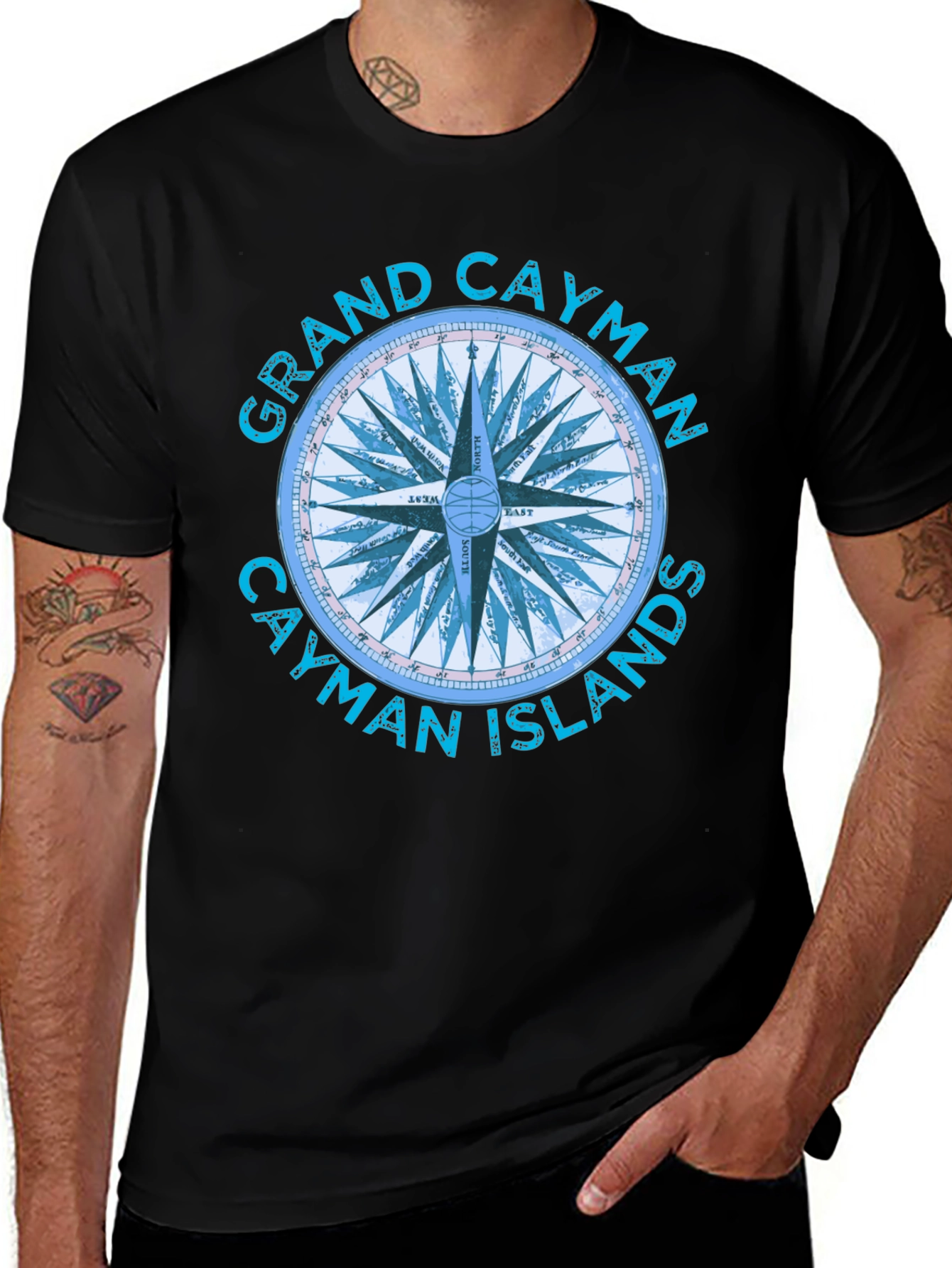 Grand Cayman Compass Islands Graphic T-Shirt
