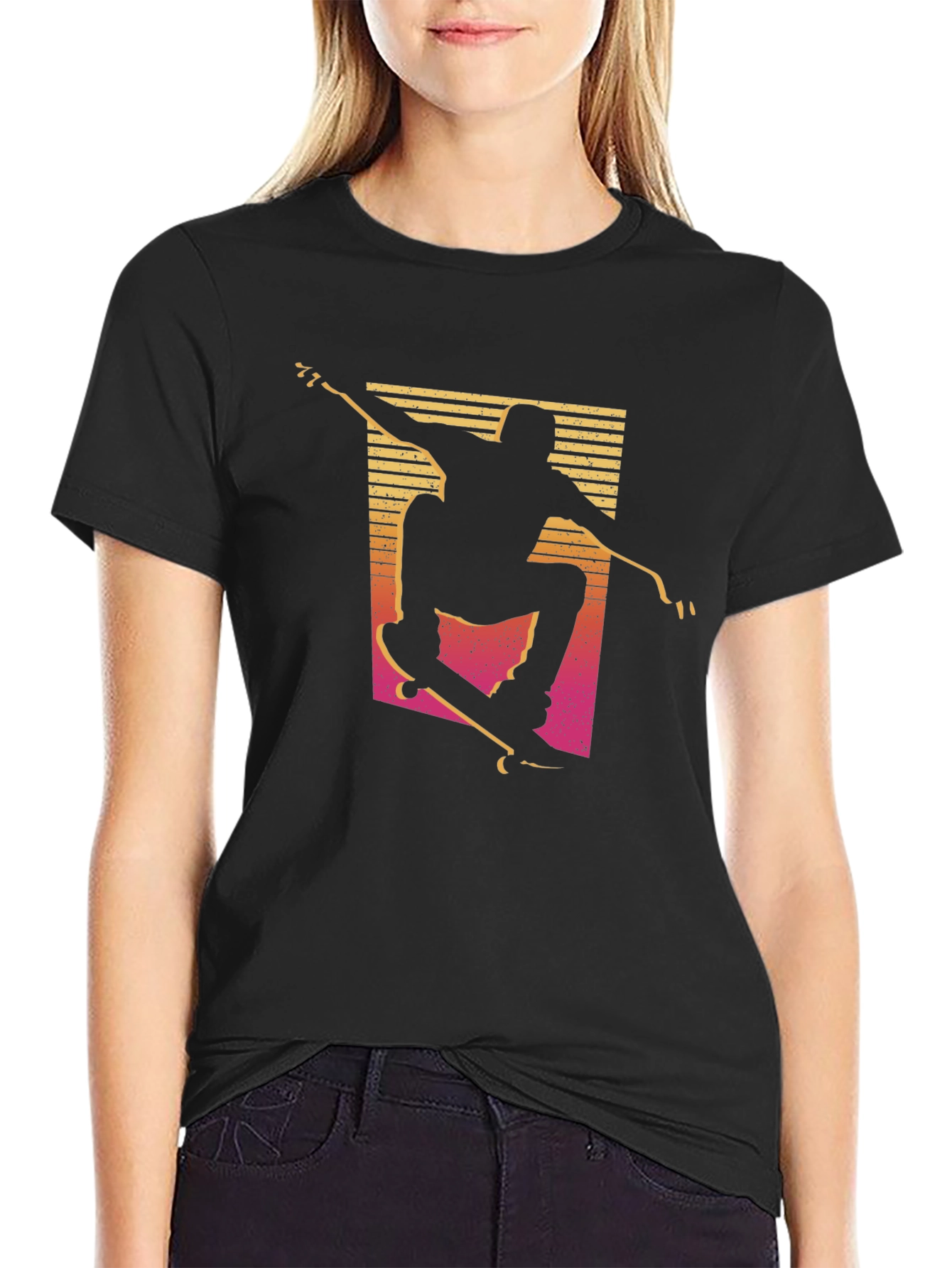 Skate Silhouette Graphic Tee - Black