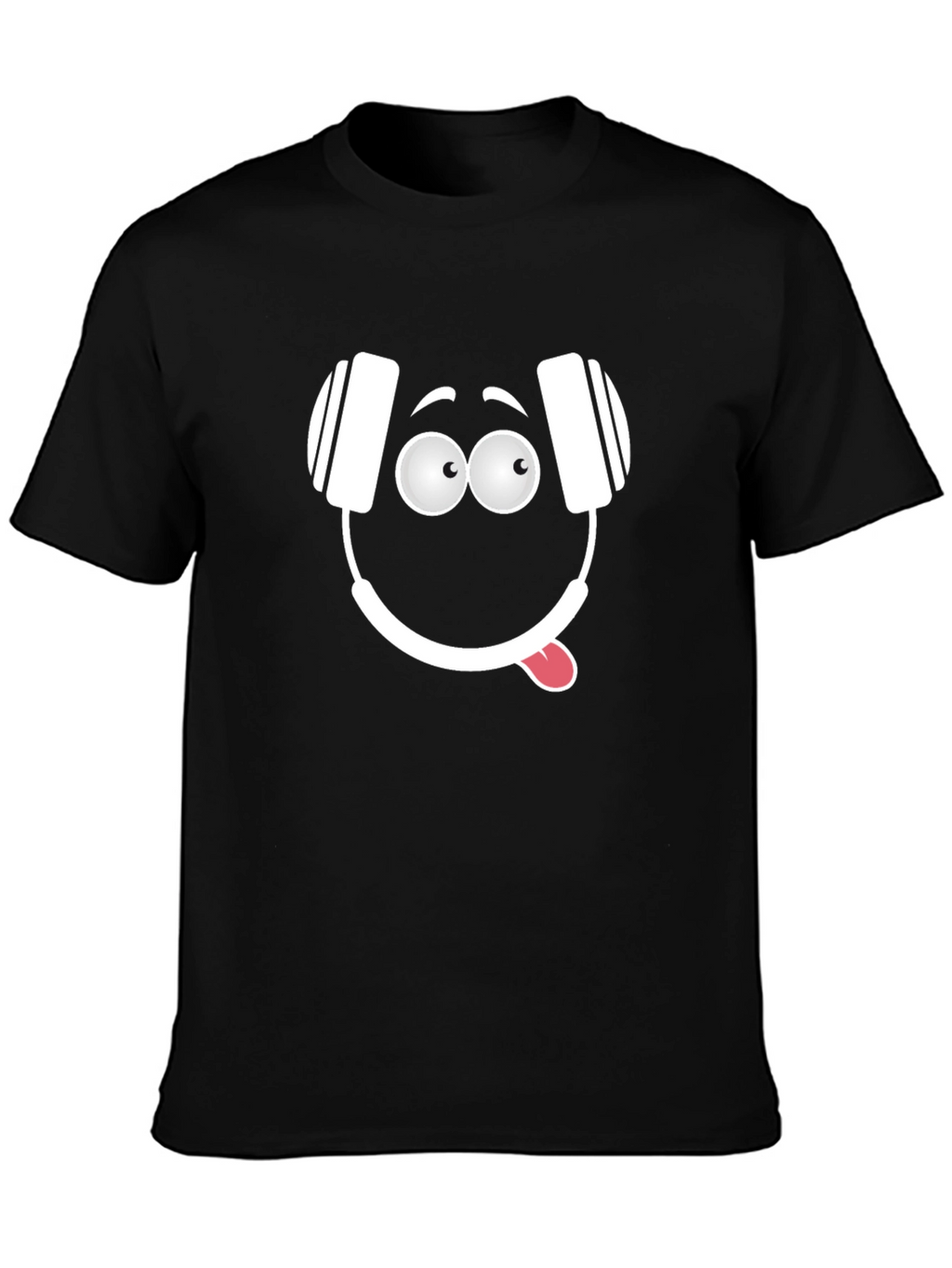 Funny Headphone Face Graphic T-Shirt