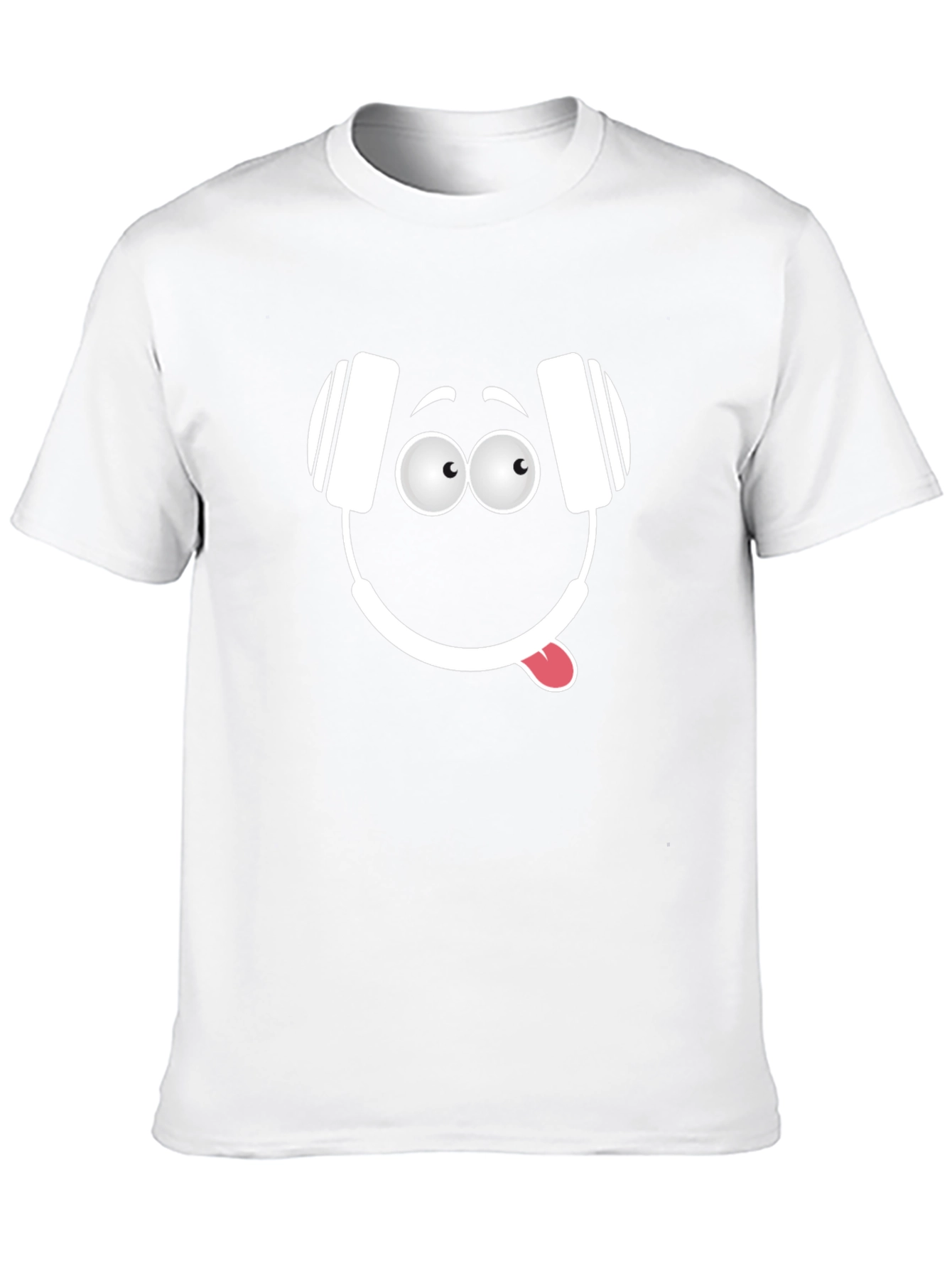 Funny Headphone Face Graphic T-Shirt