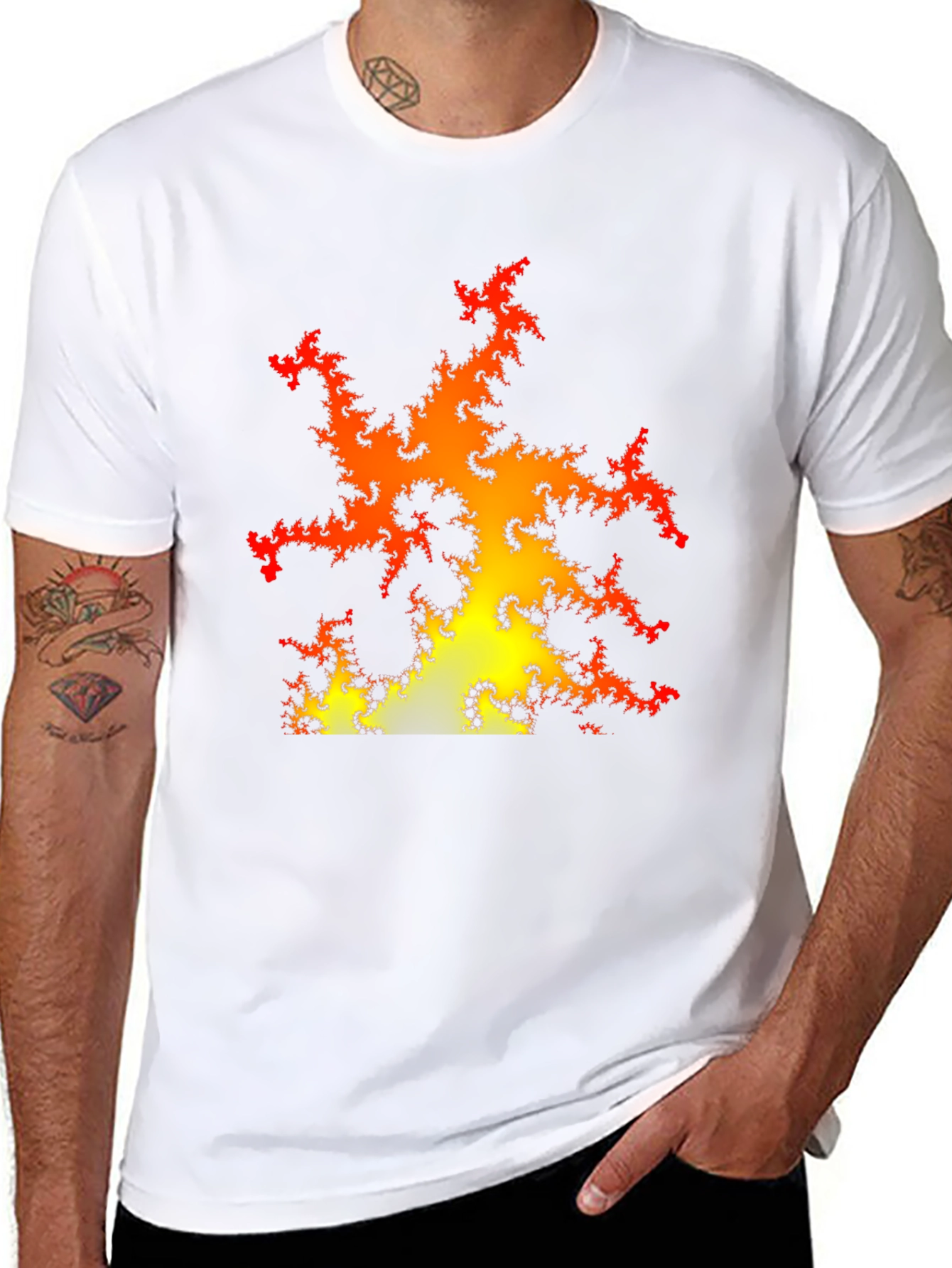 Fractal Fire Graphic Black T-Shirt