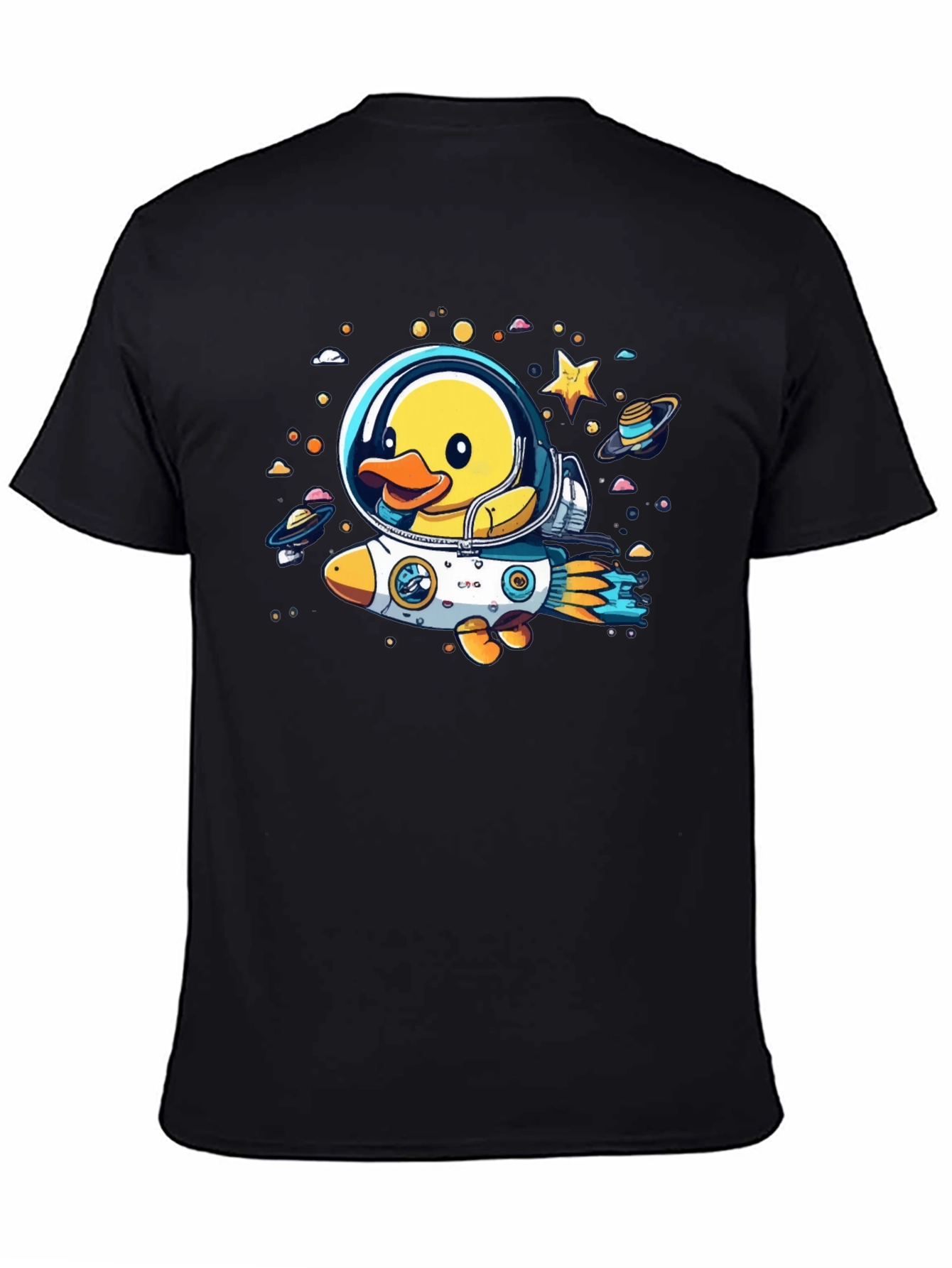 Duck in Space T-Shirt: Cartoon Astronaut Rocket Tee