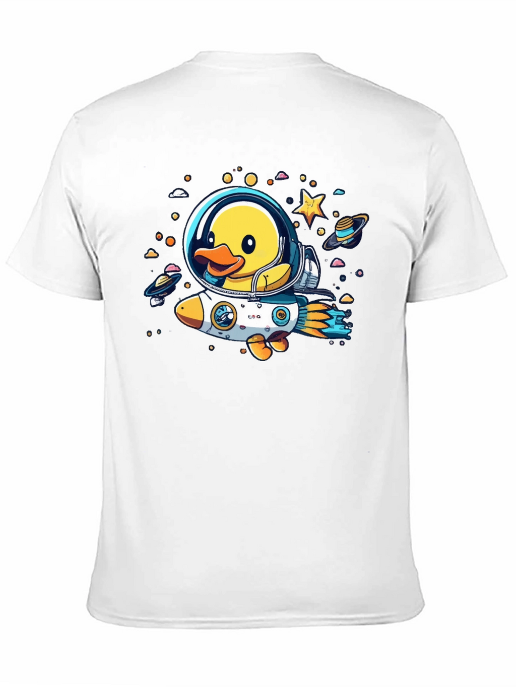 Duck in Space T-Shirt: Cartoon Astronaut Rocket Tee