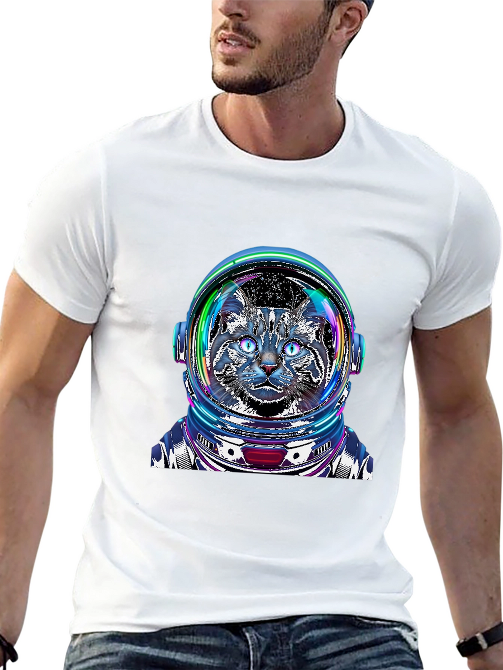 Cosmic Cat Astronaut T-Shirt - Galaxy Pet Tee