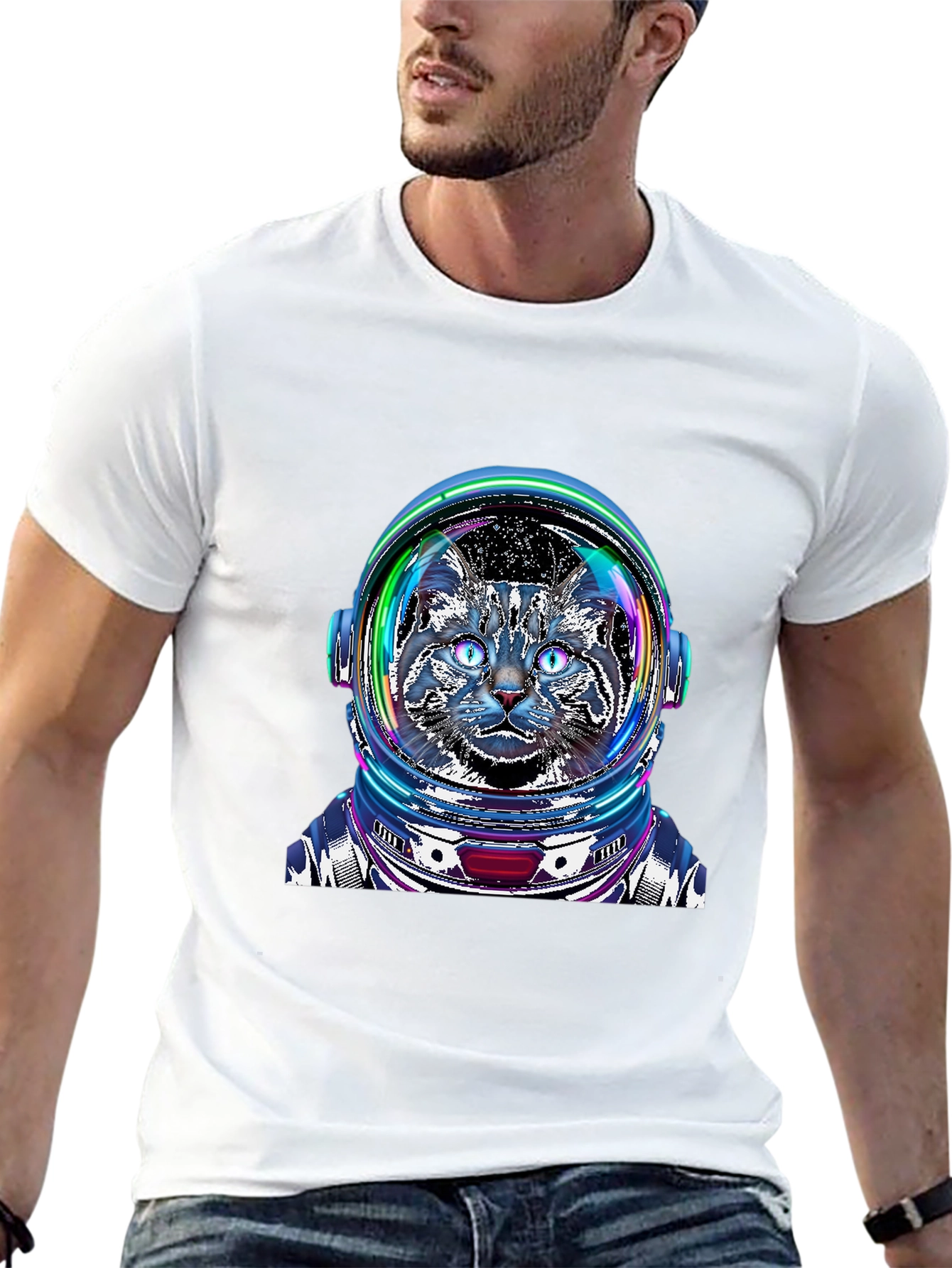 Cosmic Cat Astronaut T-Shirt - Galaxy Pet Tee