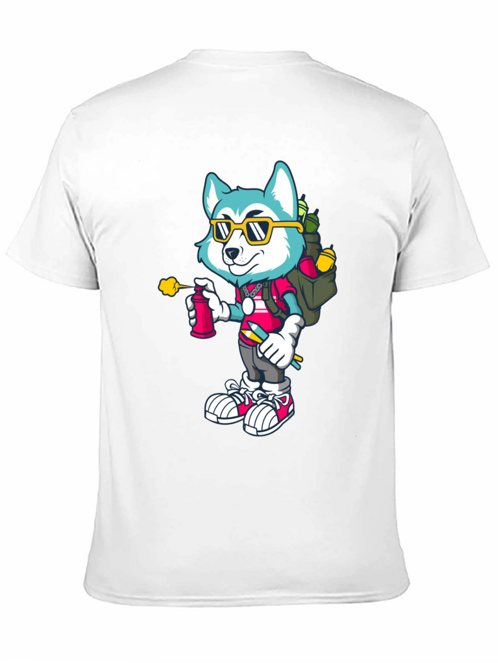 Cartoon Husky Graffiti Artist Graphic Tee