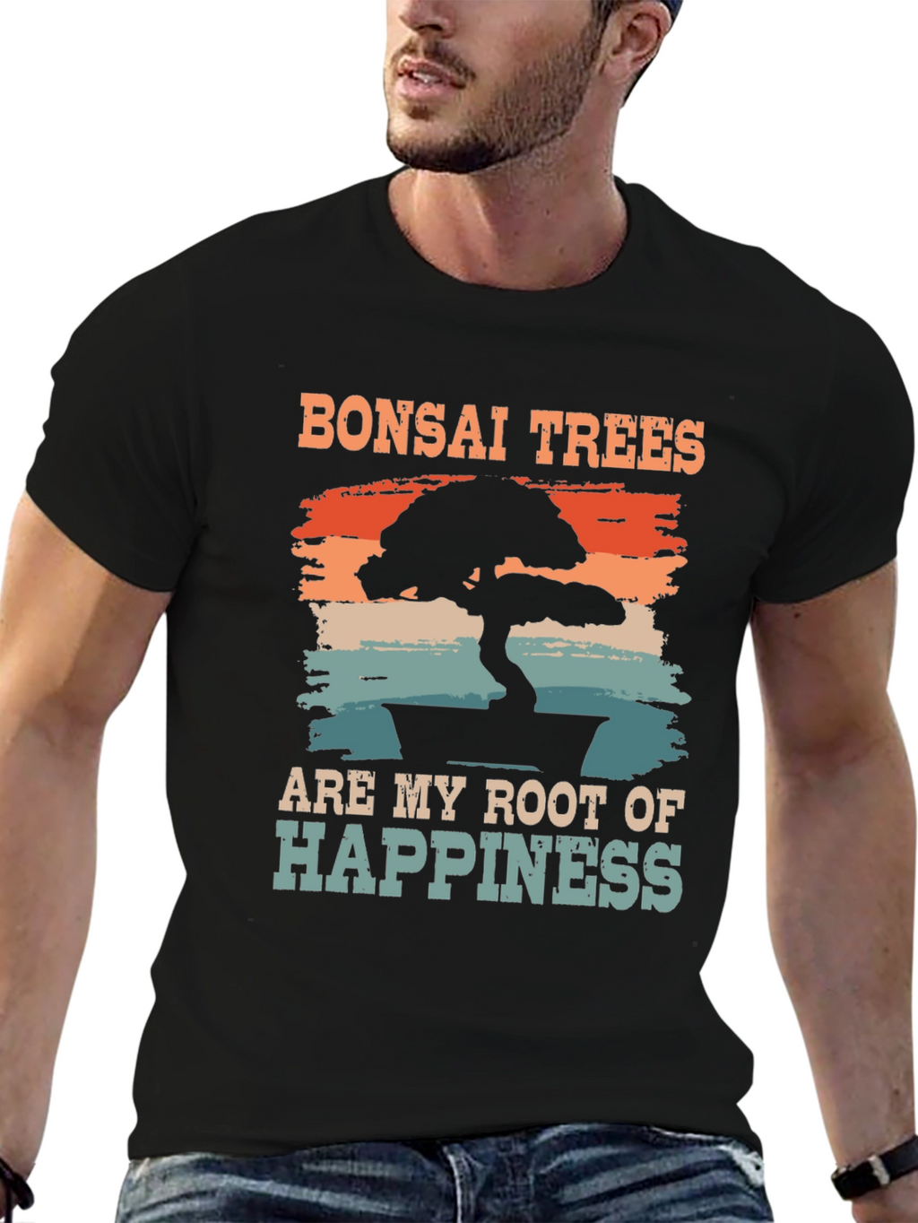 Bonsai Trees Root of Happiness Black T-Shirt