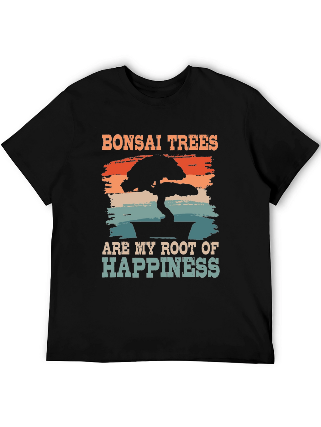 Bonsai Trees Root of Happiness Black T-Shirt
