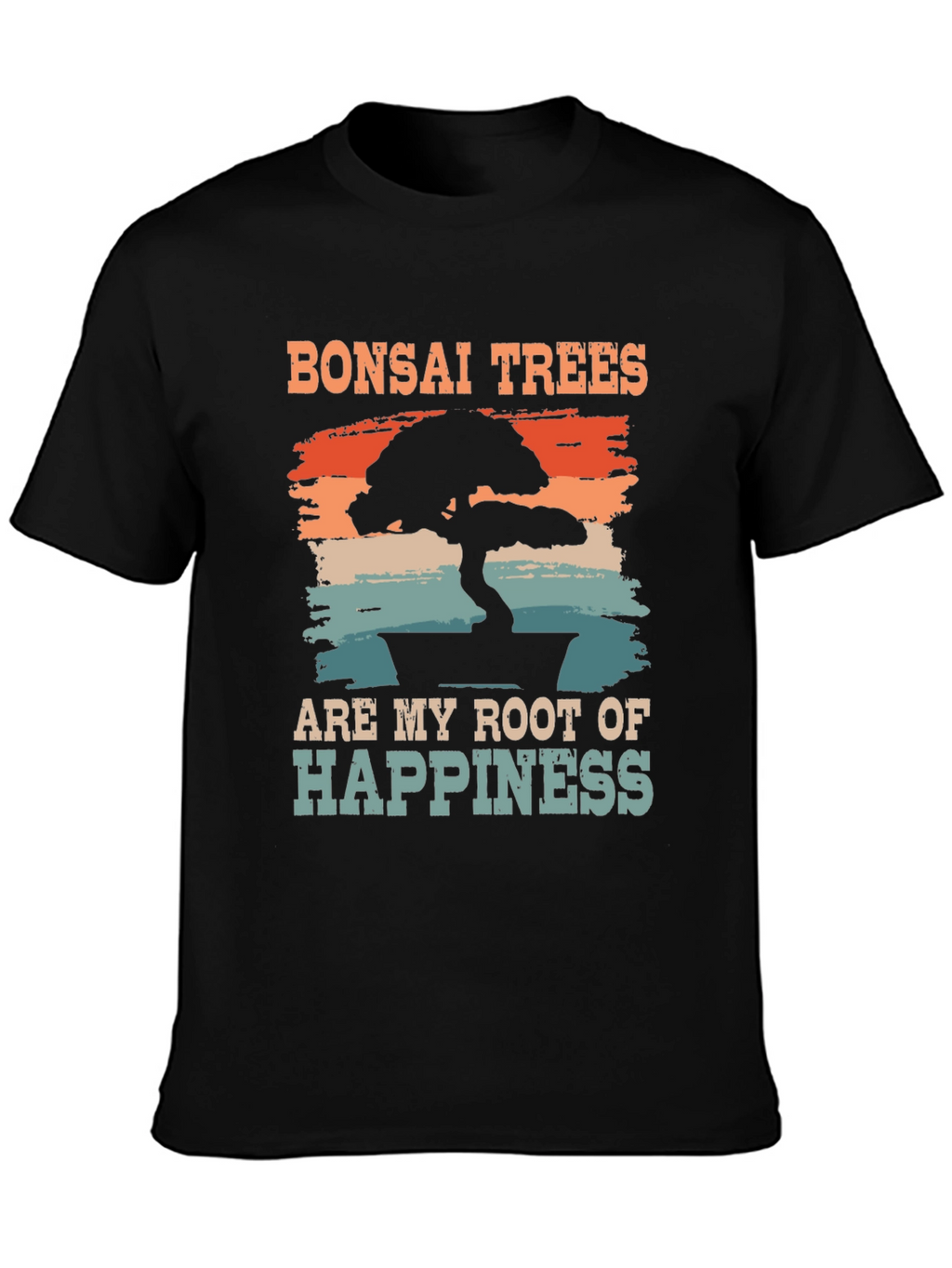Bonsai Trees Root of Happiness Black T-Shirt