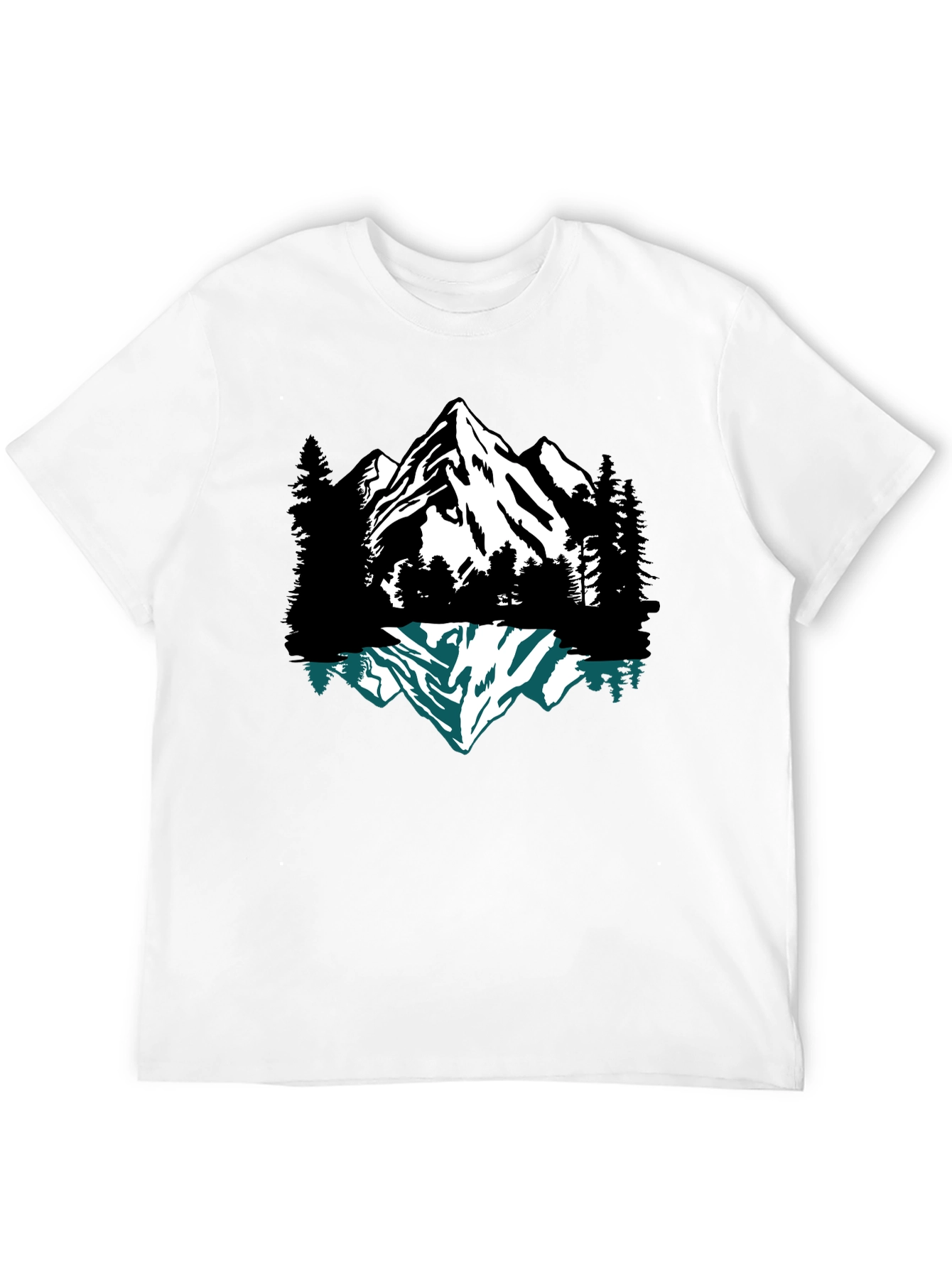 Mountain Reflection Graphic Tee - Black