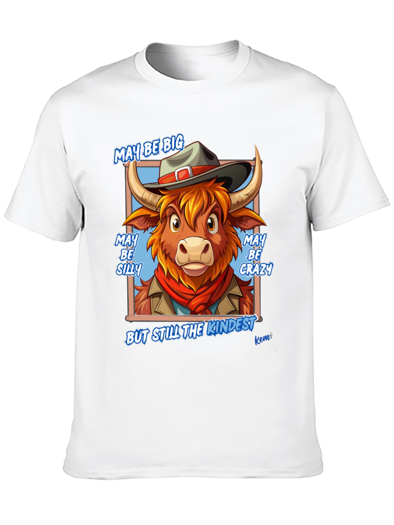 Cowboy Bull Cartoon Graphic T-Shirt