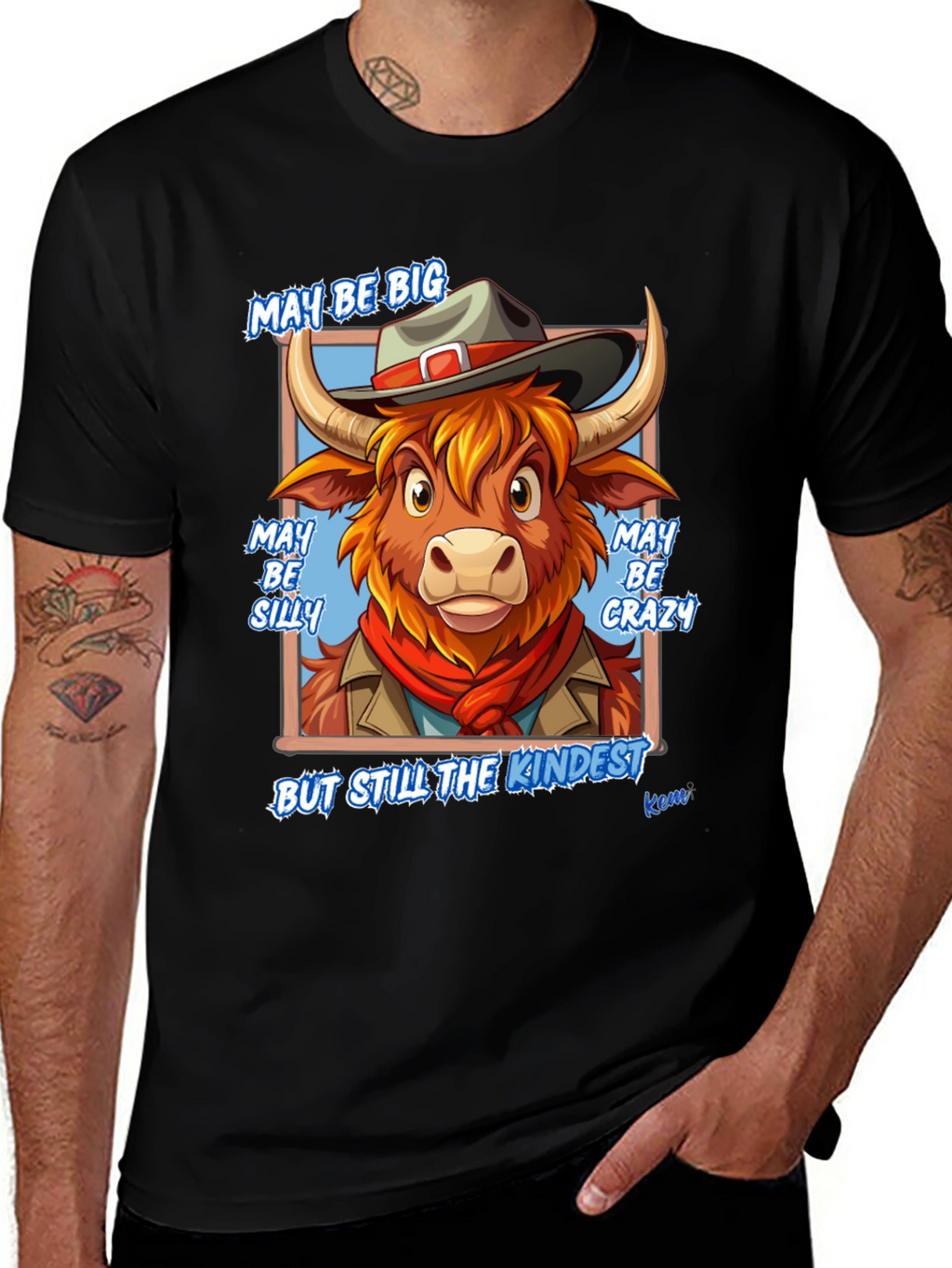 Cowboy Bull Cartoon Graphic T-Shirt