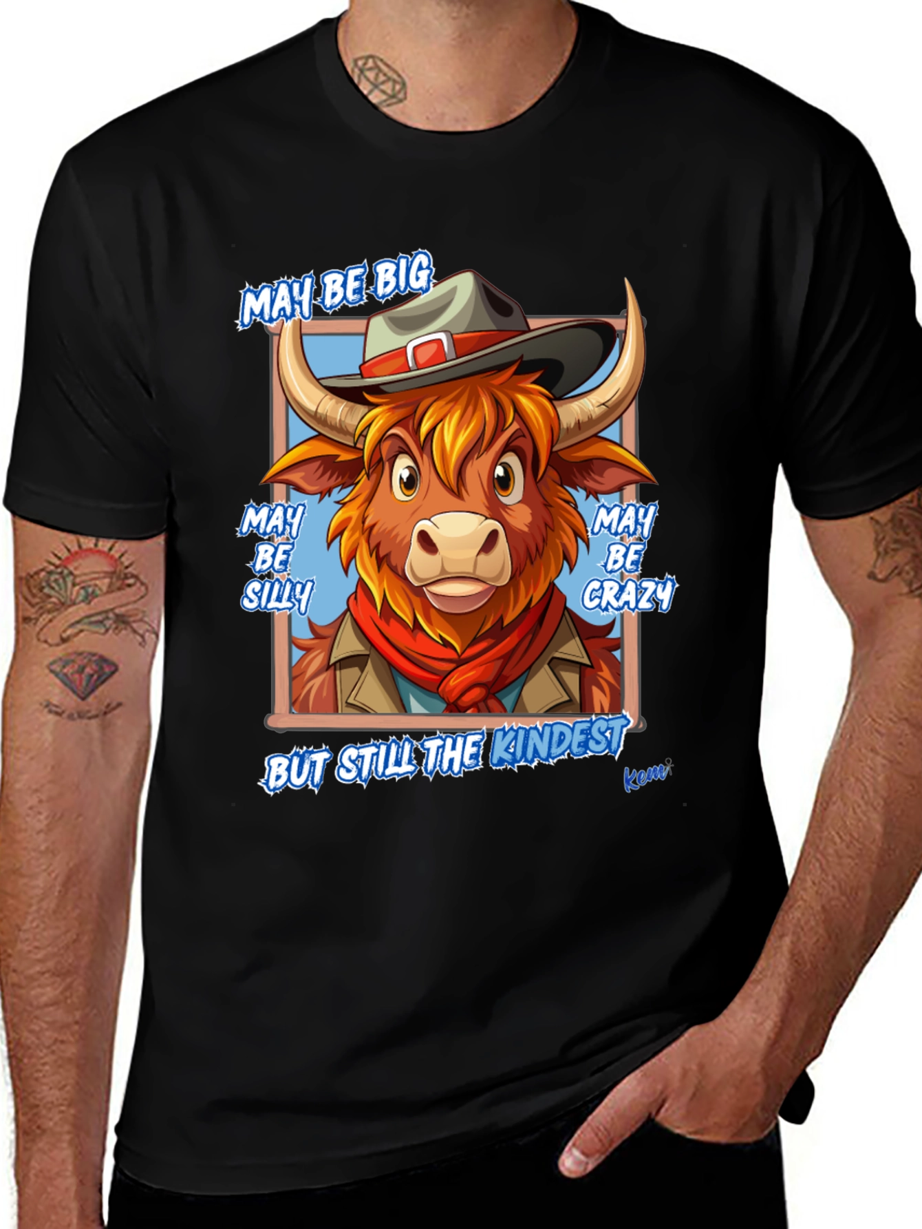 Cowboy Bull Cartoon Graphic T-Shirt