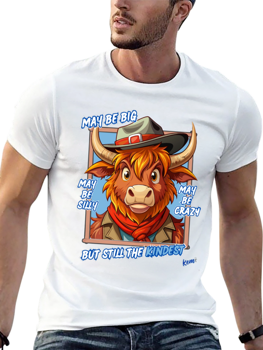 Cowboy Bull Cartoon Graphic T-Shirt