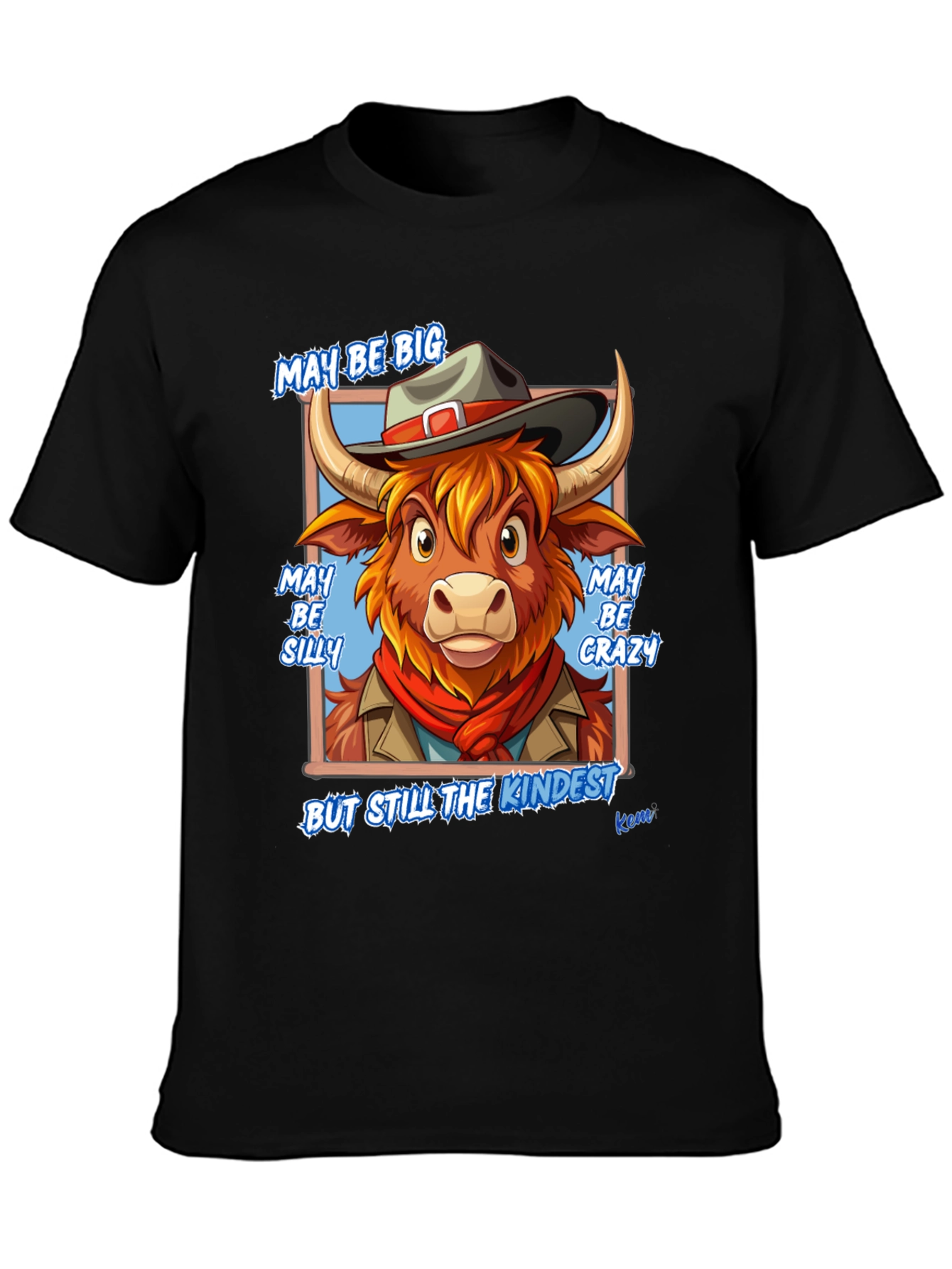Cowboy Bull Cartoon Graphic T-Shirt