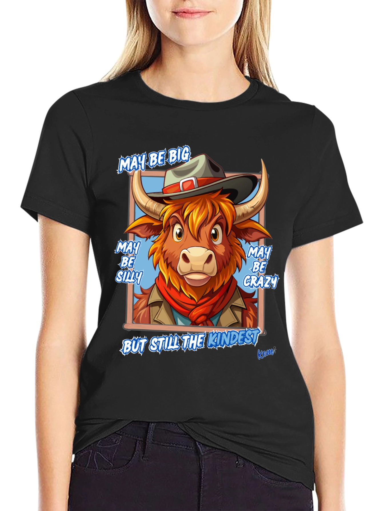 Cowboy Bull Cartoon Graphic T-Shirt