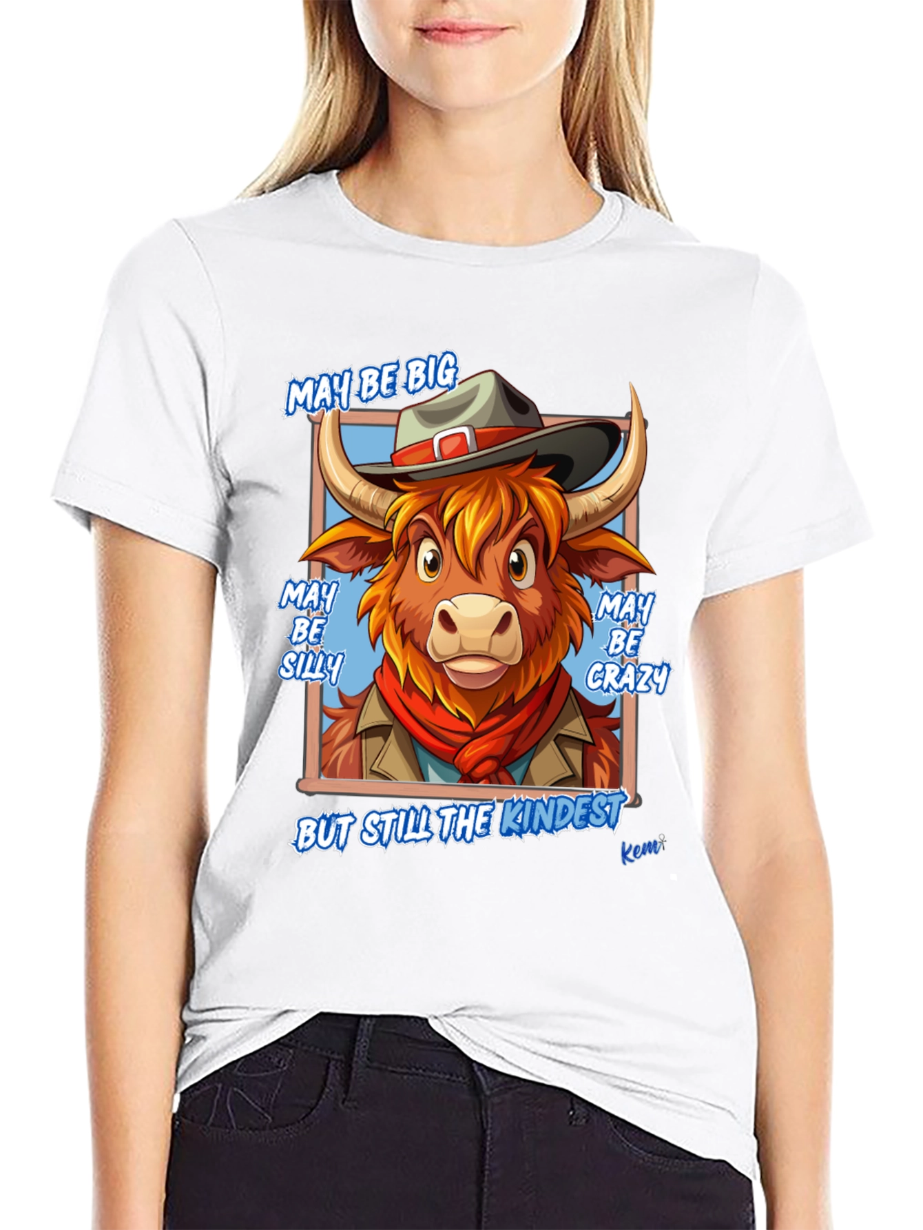 Cowboy Bull Cartoon Graphic T-Shirt