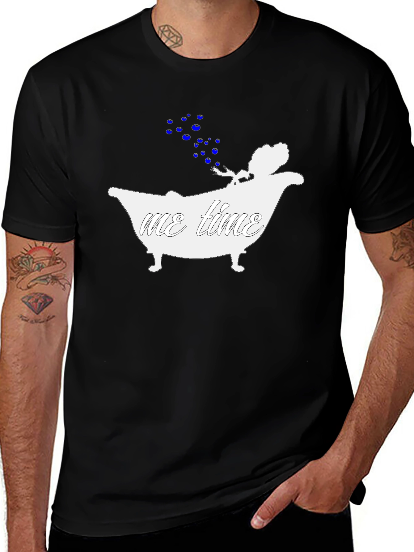 Relaxing Me Time Black Cotton T-Shirt