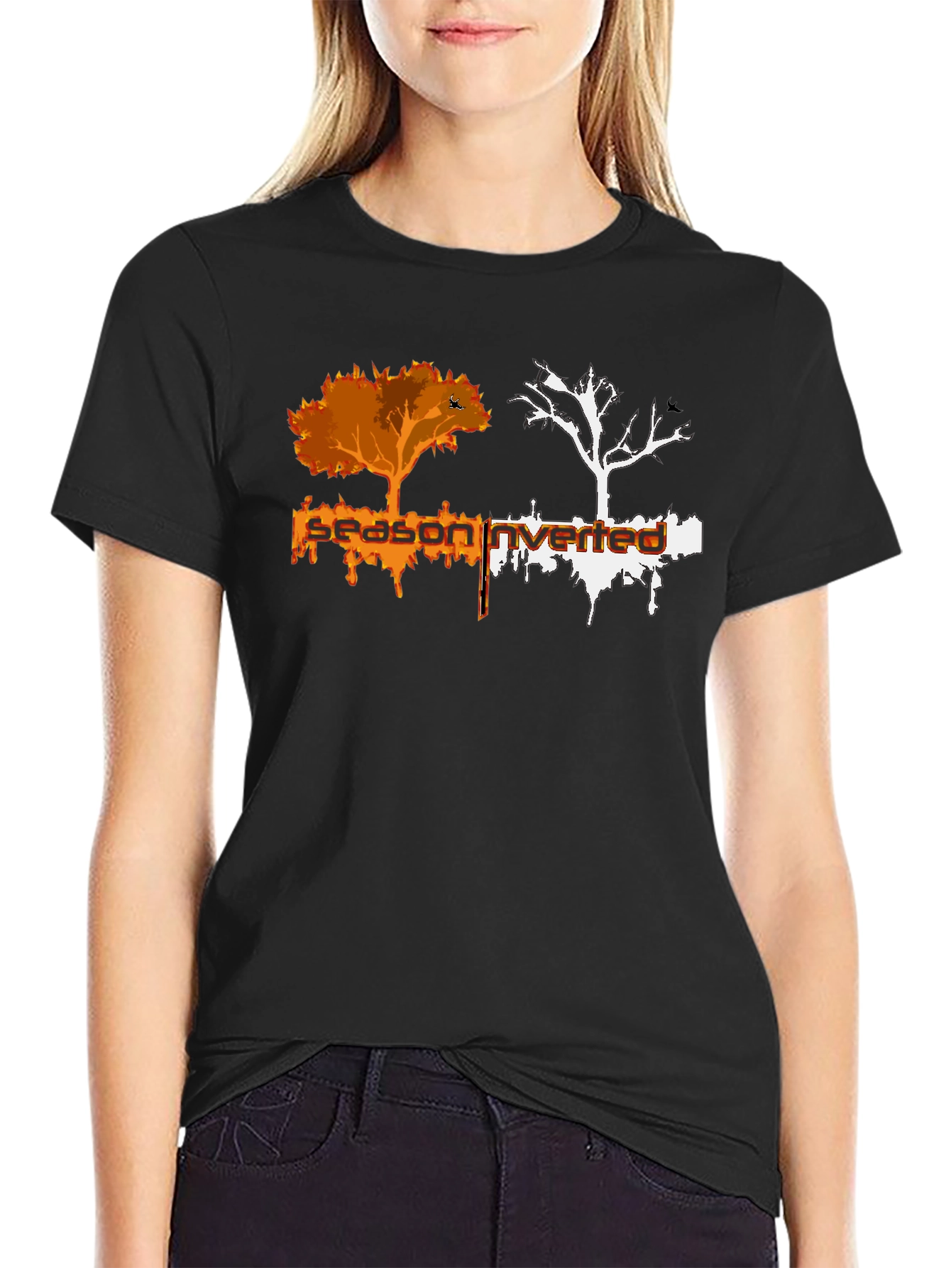 Inverted Season Tree Graphic Black T-Shirt