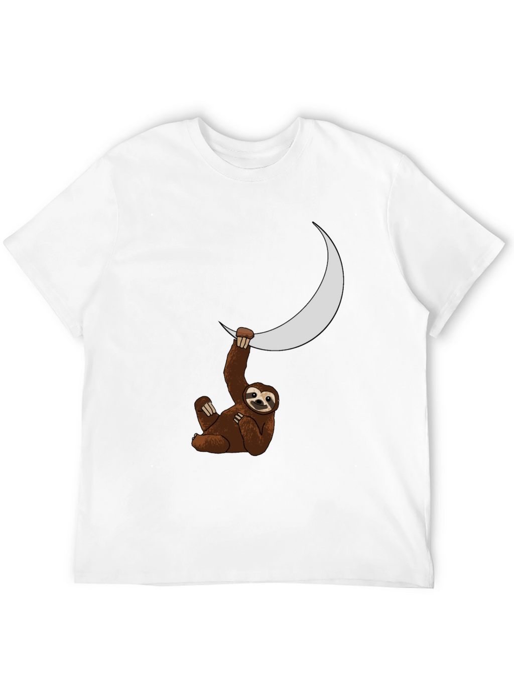 Sloth Moon Graphic Tee - Black Casual T-Shirt