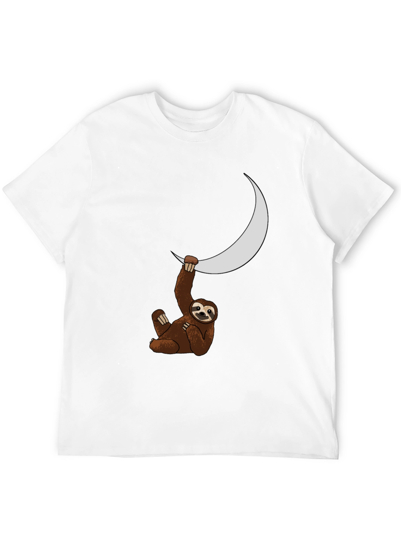 Sloth Moon Graphic Tee - Black Casual T-Shirt