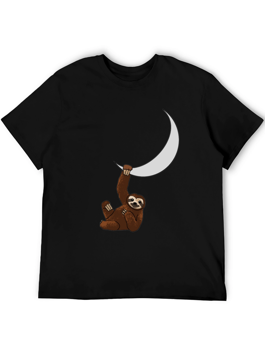 Sloth Moon Graphic Tee - Black Casual T-Shirt